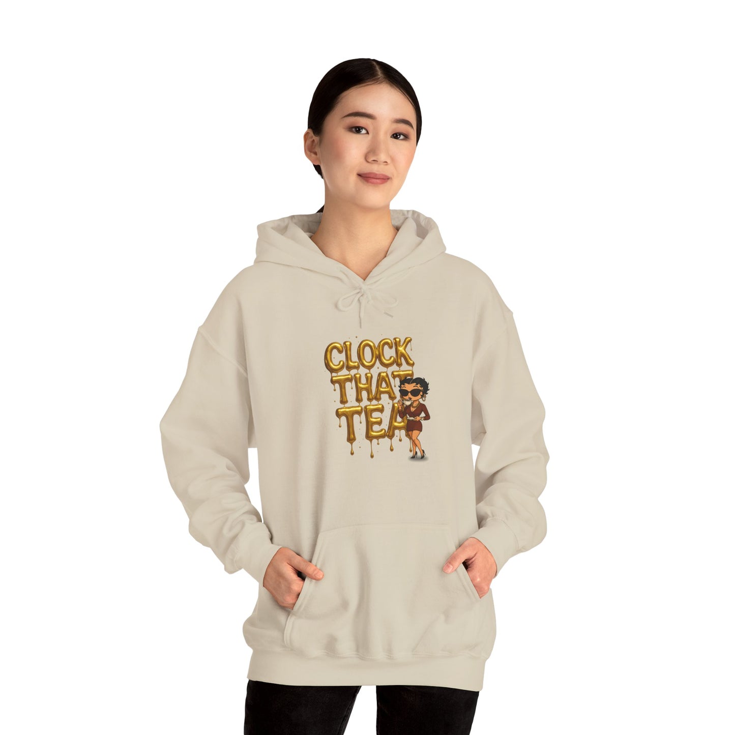 Clock That Tea Hooded Sweatshirt, Fun Unisex Hoodie, Cozy Sweatshirt Gift for Tea Lovers, Stylish Casual Wear, Perfect for Any Season