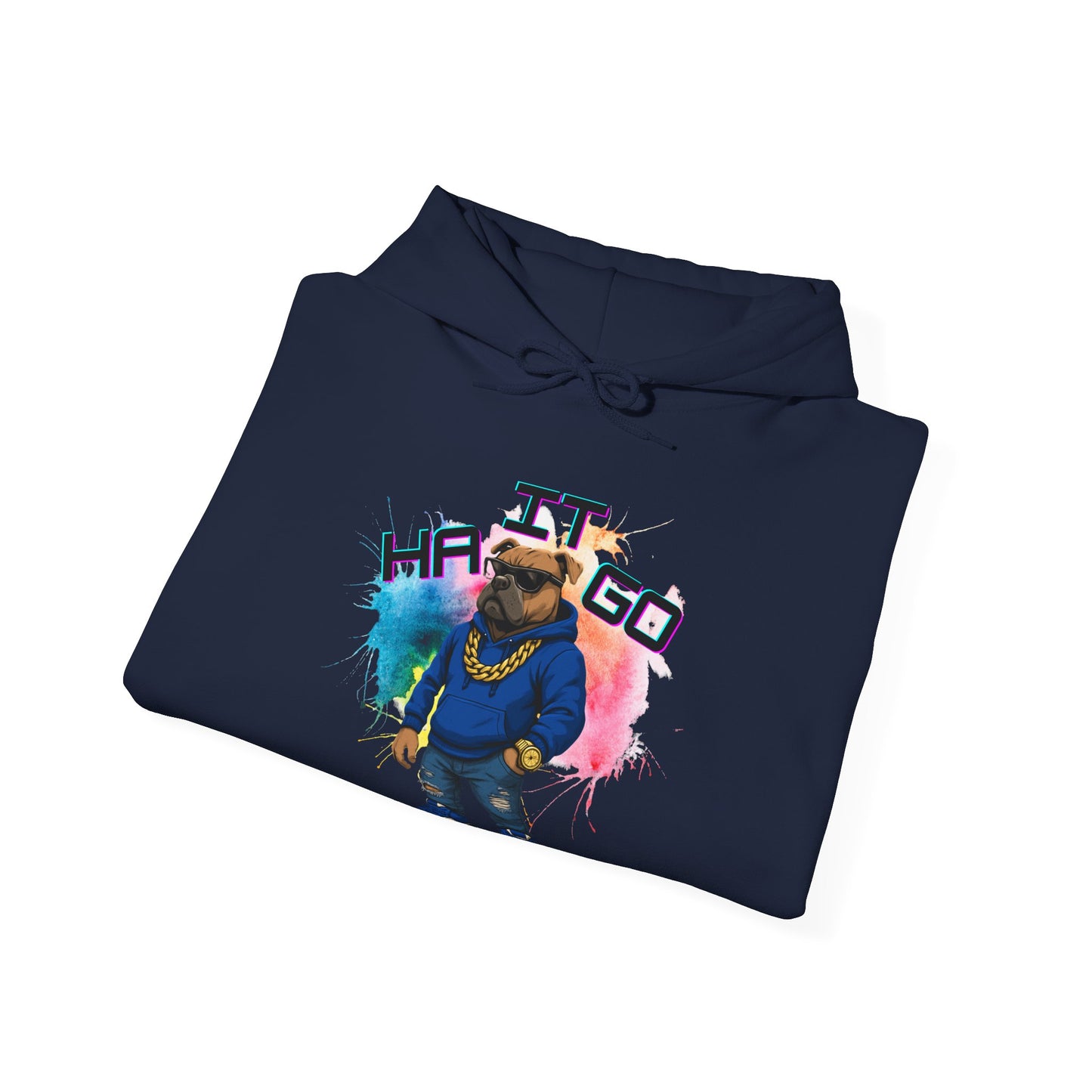 Ha It Go Cool Hipster Dog Hoodie, Streetwear Unisex Sweatshirt, Funny Pet Lover Gift, Casual Stylish Pullover, Colorful Graphic Sweatshirt