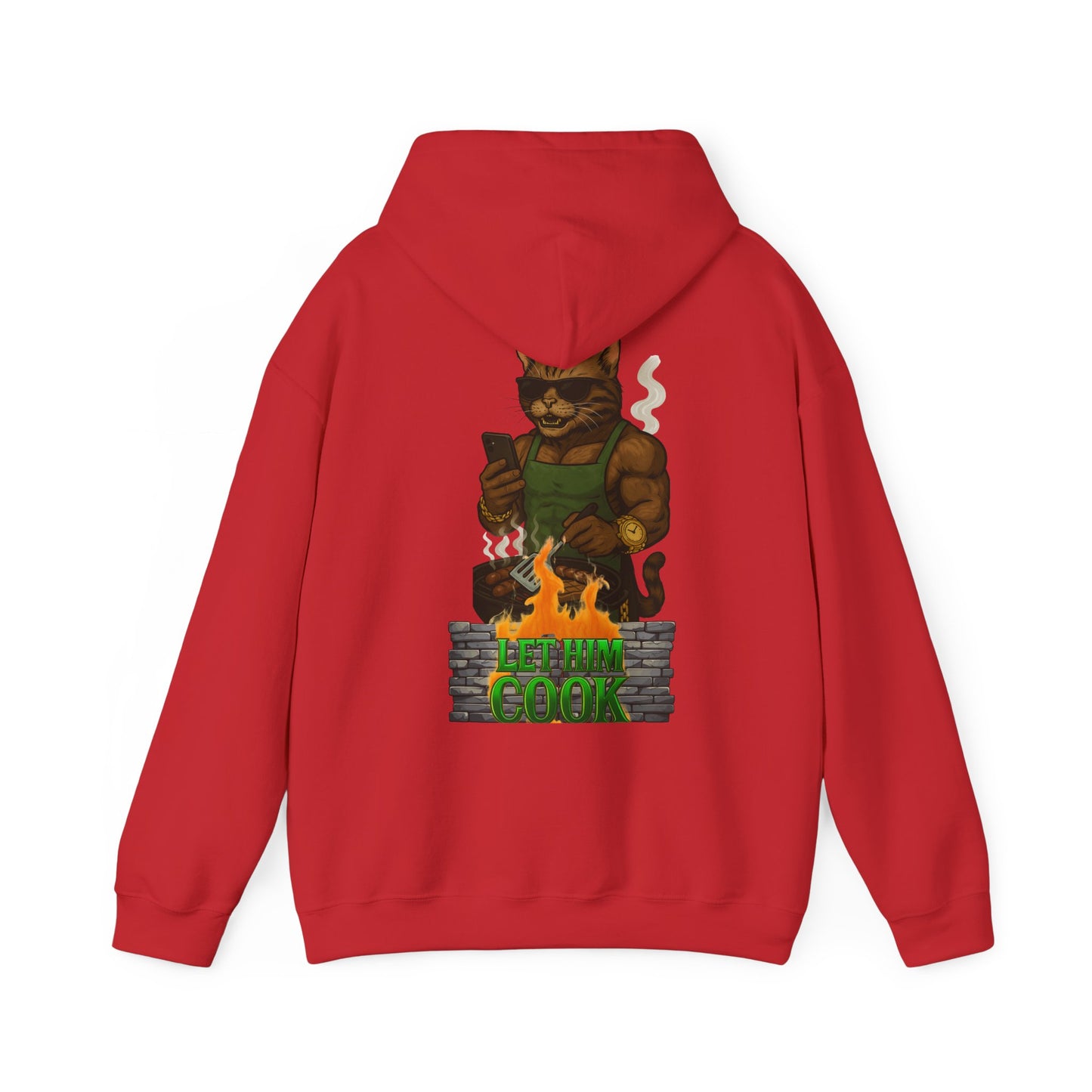 Let Him Cook Cool Cat Grillin' Sweatshirt | Unisex Hoodie for Cat Lovers, Funny Gift for Friends, Cozy Wear, Casual Outfit, Birthday and Holiday Gift