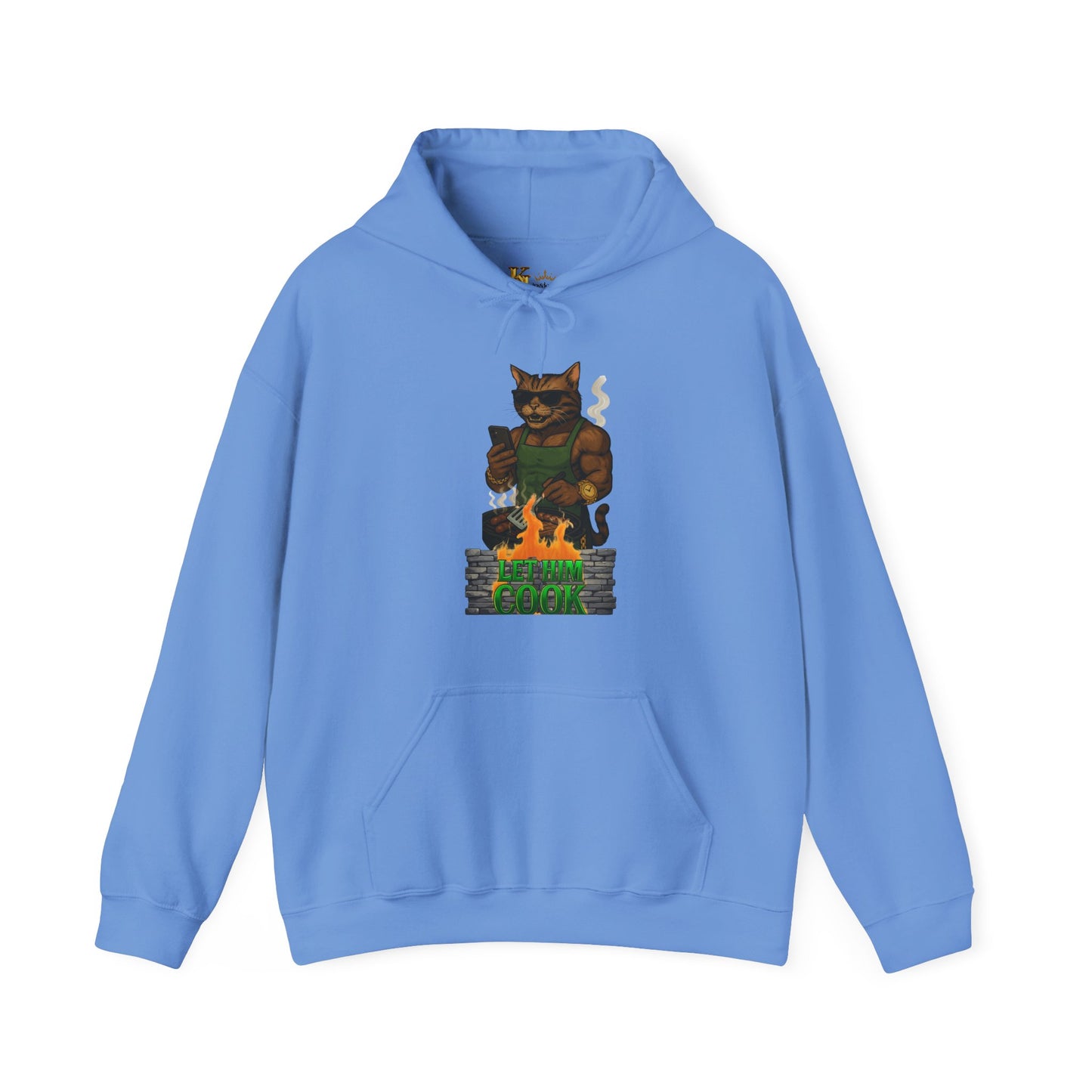 Let Him Cook Cool Cat Grillin' Sweatshirt | Unisex Hoodie for Cat Lovers, Funny Gift for Friends, Cozy Wear, Casual Outfit, Birthday and Holiday Gift
