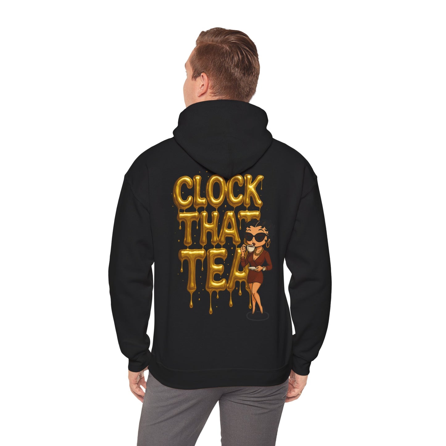 Clock That Tea Hooded Sweatshirt, Fun Unisex Hoodie, Cozy Sweatshirt Gift for Tea Lovers, Stylish Casual Wear, Perfect for Any Season