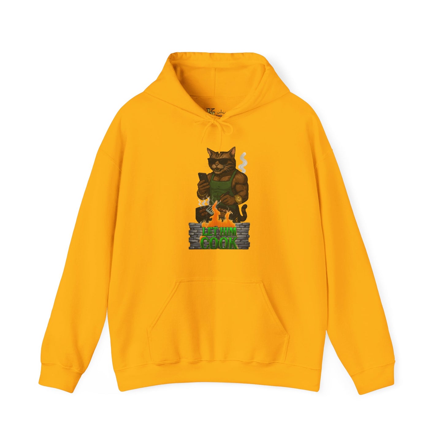 Let Him Cook Cool Cat Grillin' Sweatshirt | Unisex Hoodie for Cat Lovers, Funny Gift for Friends, Cozy Wear, Casual Outfit, Birthday and Holiday Gift