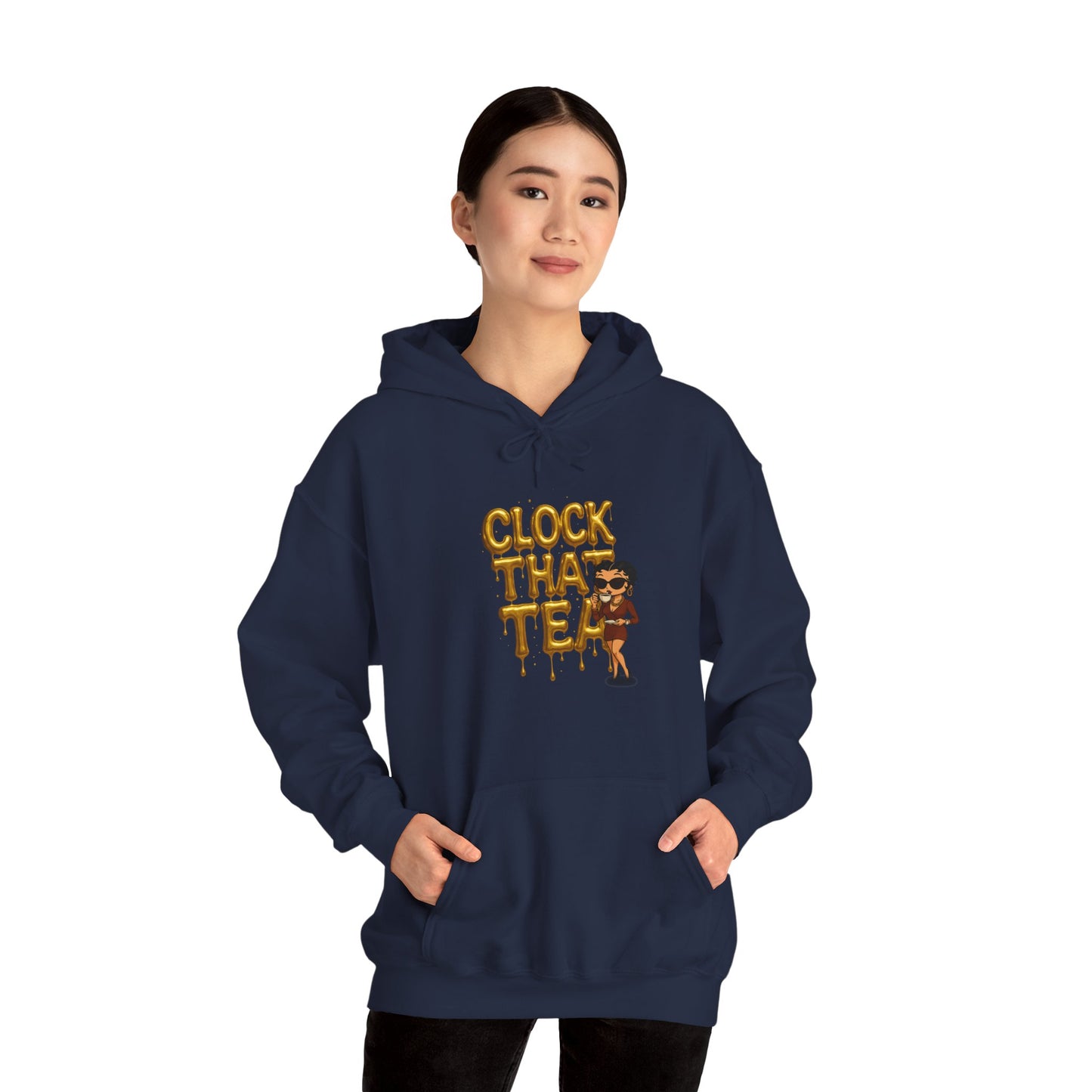 Clock That Tea Hooded Sweatshirt, Fun Unisex Hoodie, Cozy Sweatshirt Gift for Tea Lovers, Stylish Casual Wear, Perfect for Any Season