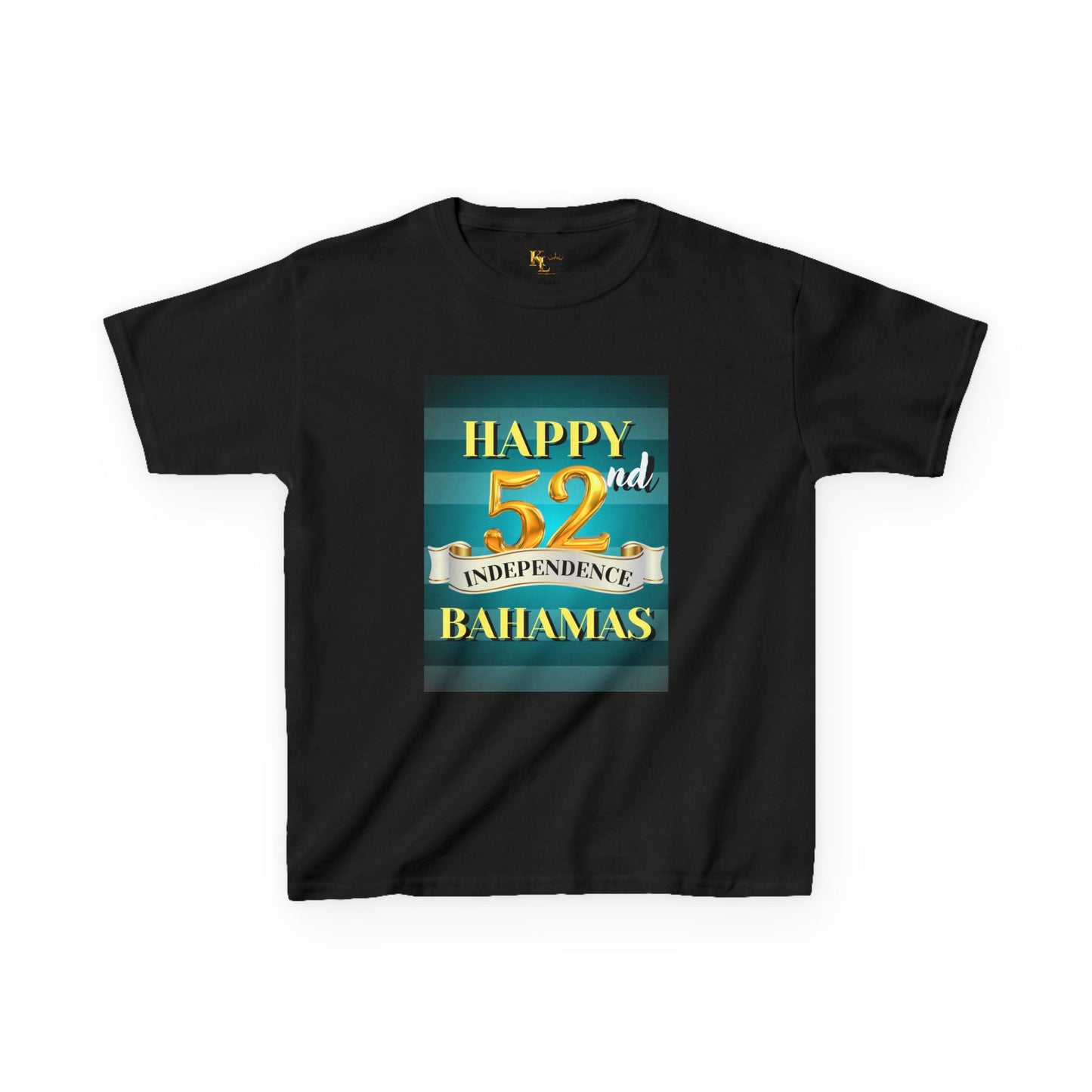 Happy 52nd Independence Blue Stripe Bahamas Kids Tee, Fun Kids Shirt, Celebration T-Shirt, Birthday Gift, Summer Apparel, Independence Day Outfit