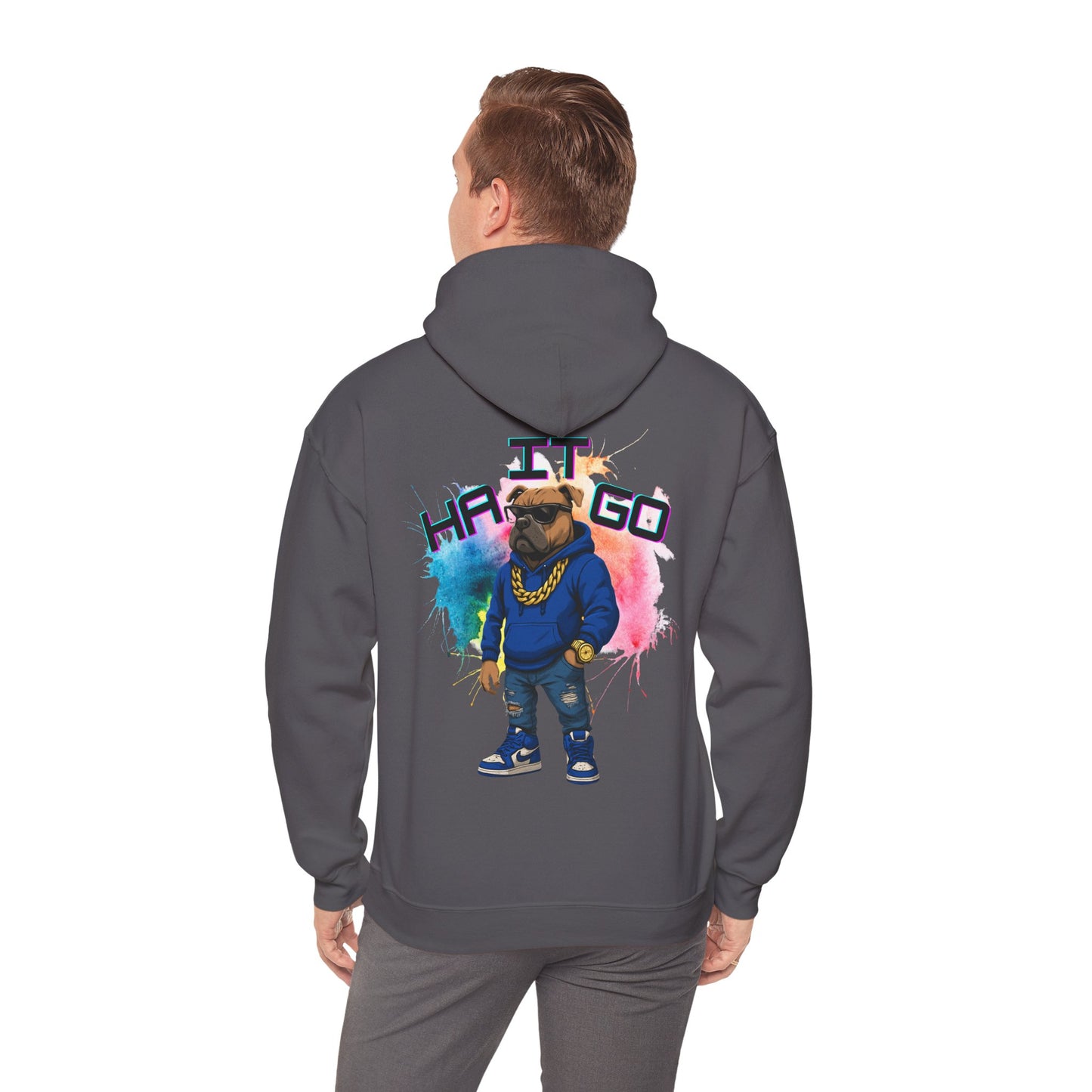 Ha It Go Cool Hipster Dog Hoodie, Streetwear Unisex Sweatshirt, Funny Pet Lover Gift, Casual Stylish Pullover, Colorful Graphic Sweatshirt