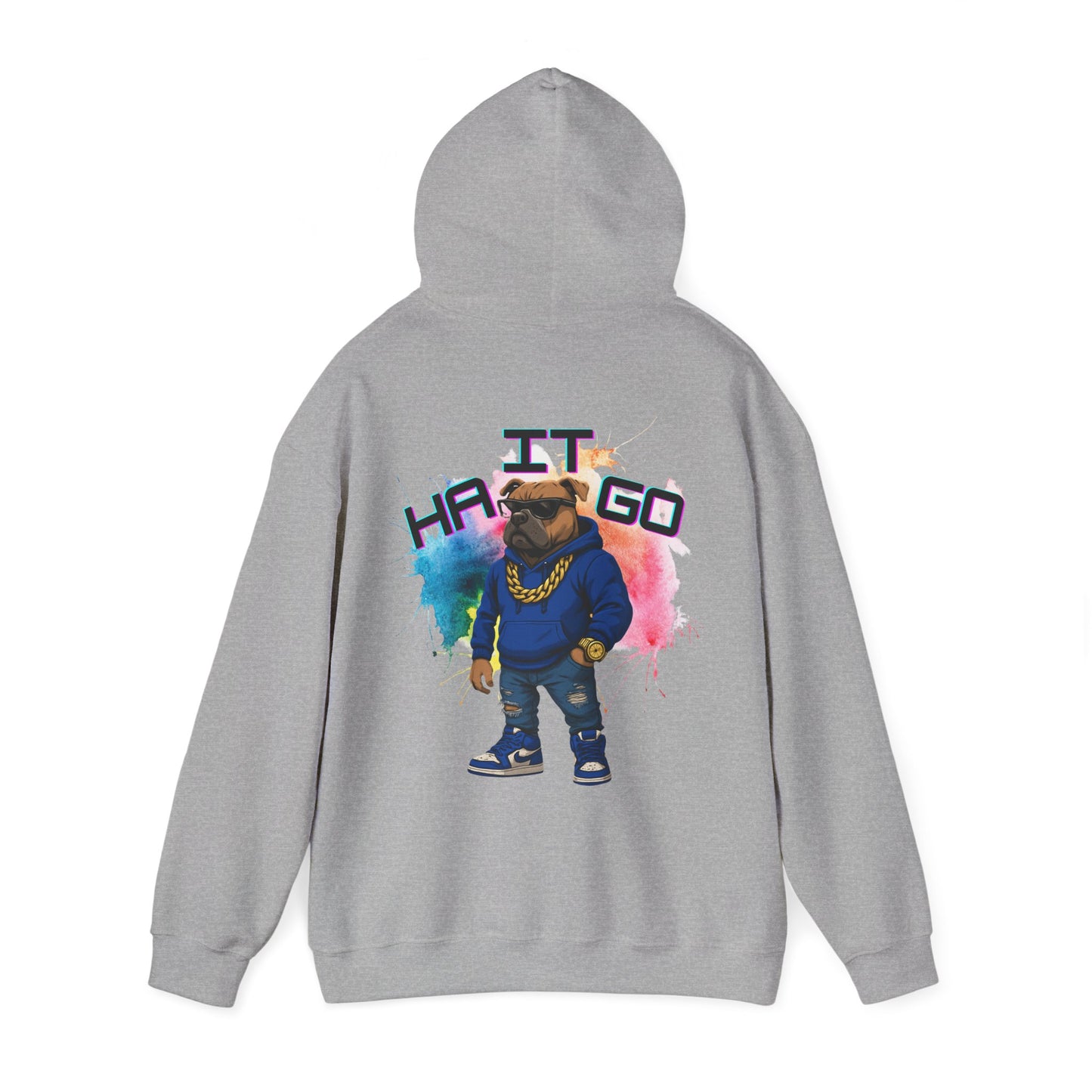 Ha It Go Cool Hipster Dog Hoodie, Streetwear Unisex Sweatshirt, Funny Pet Lover Gift, Casual Stylish Pullover, Colorful Graphic Sweatshirt