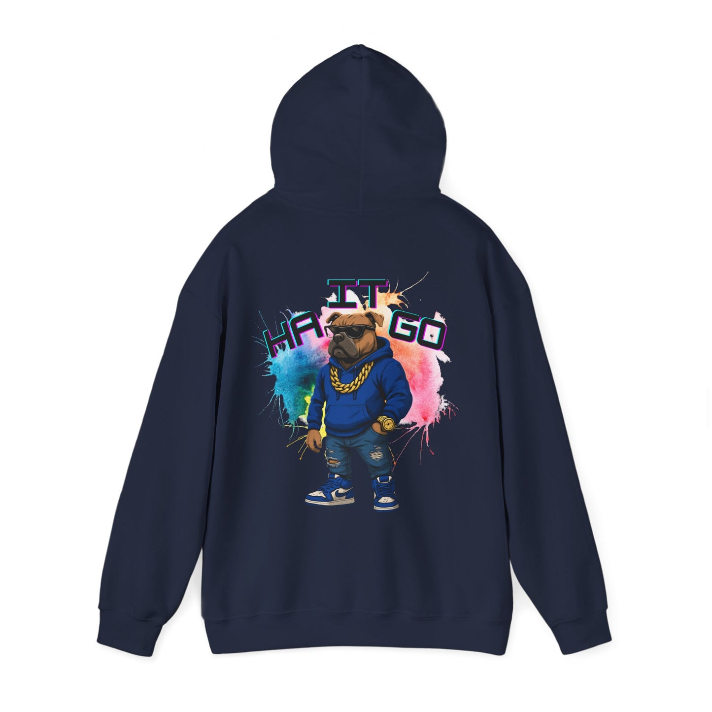Ha It Go Cool Hipster Dog Hoodie, Streetwear Unisex Sweatshirt, Funny Pet Lover Gift, Casual Stylish Pullover, Colorful Graphic Sweatshirt