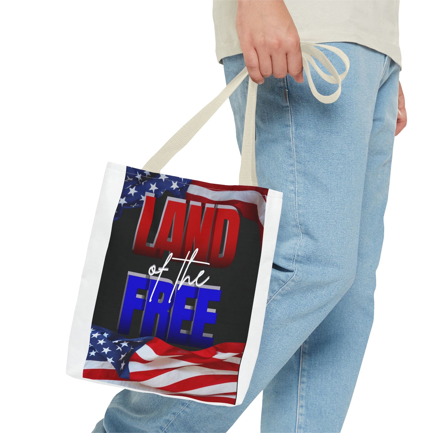 Patriotic Tote Bag - Land of the Free, Home of the Brave, USA Flag, Fourth of July, Gift for Patriots, Summer Fun