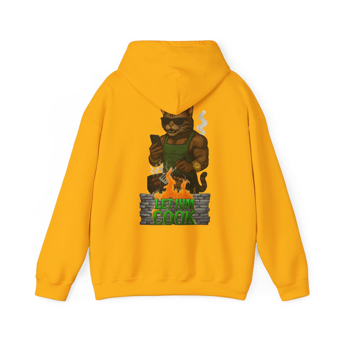 Let Him Cook Cool Cat Grillin' Sweatshirt | Unisex Hoodie for Cat Lovers, Funny Gift for Friends, Cozy Wear, Casual Outfit, Birthday and Holiday Gift