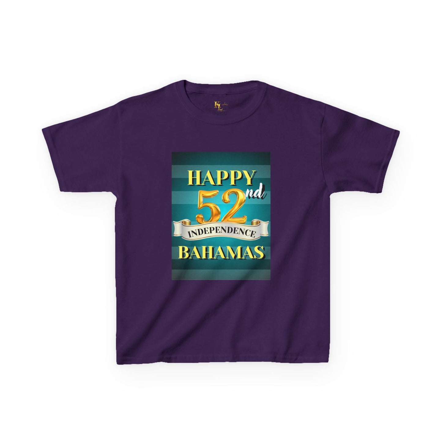 Happy 52nd Independence Blue Stripe Bahamas Kids Tee, Fun Kids Shirt, Celebration T-Shirt, Birthday Gift, Summer Apparel, Independence Day Outfit