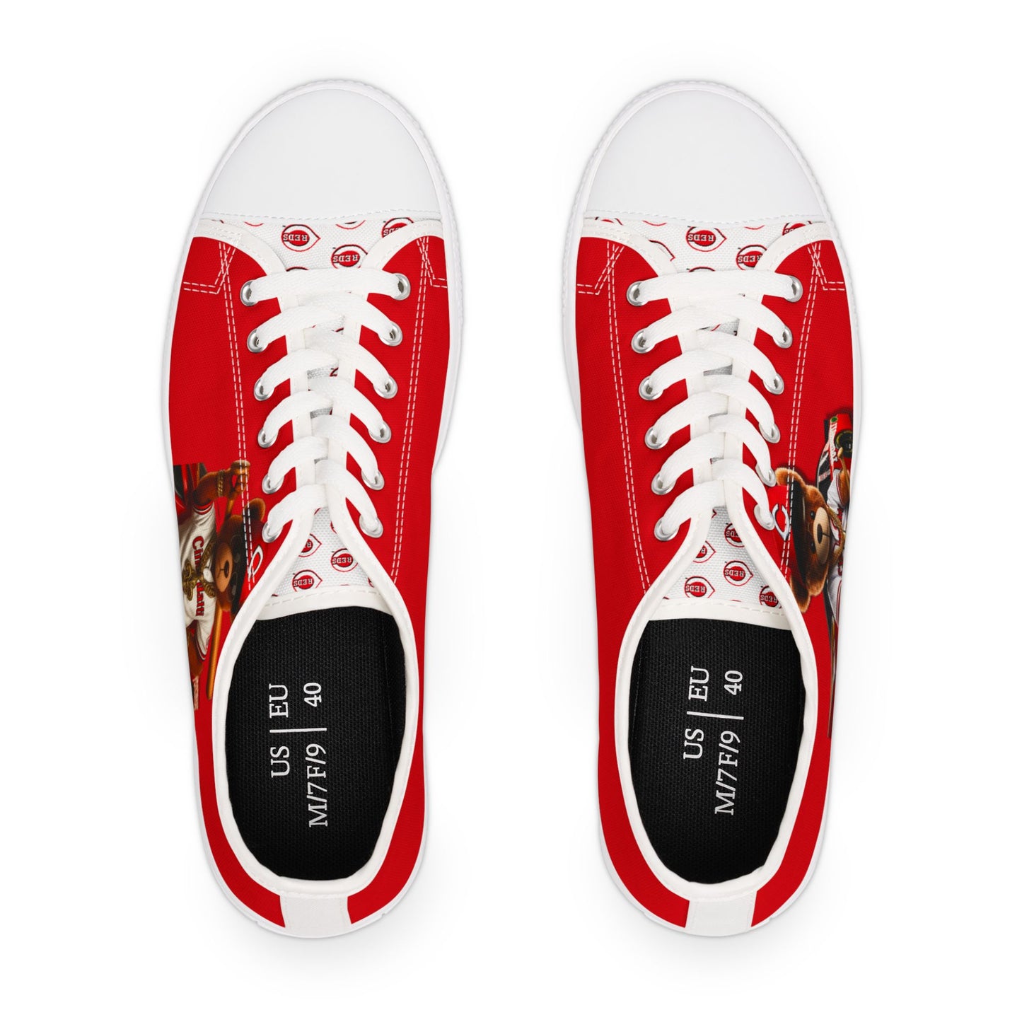 Cincinnati Reds Baseball, Stylish Women's Low Top Sneakers, Trendy Casual Footwear, Unique Red Design, Perfect for Everyday Wear, Great for Gifting