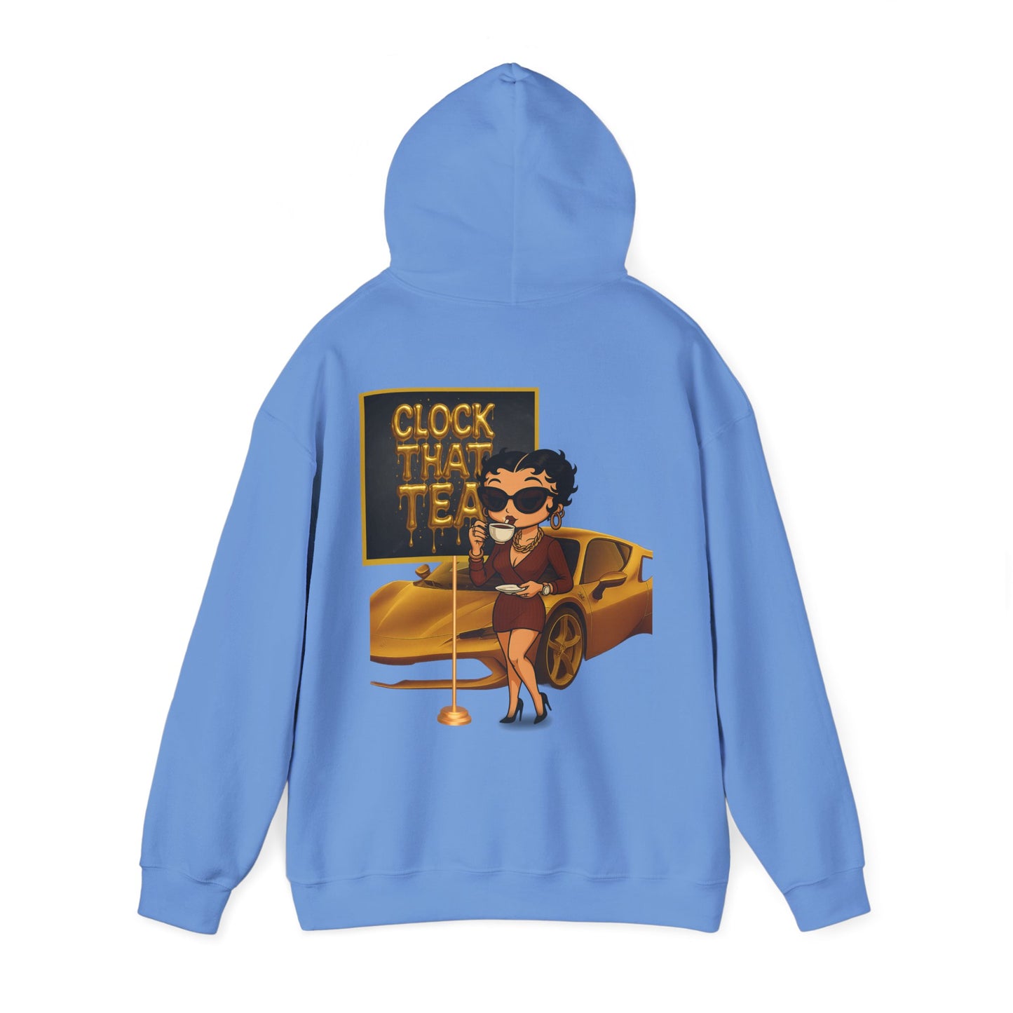 Clock That Tea Chic Hooded Sweatshirt for Tea Lovers, Trendy Unisex Pullover, Casual Streetwear, Gift for Friends, Perfect for Cozy Days