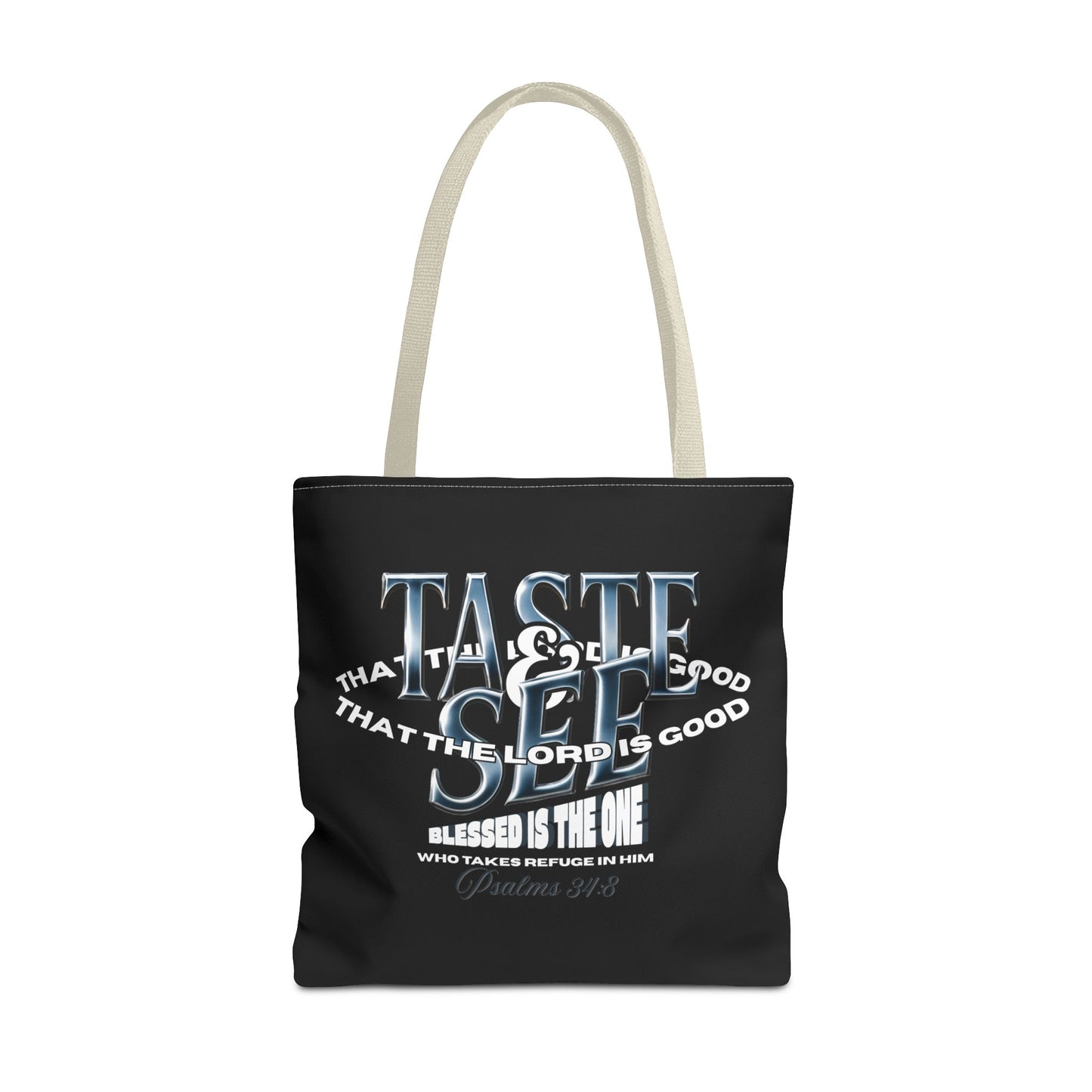 Taste and See Inspirational Tote Bag - Faith & Spirituality, Christian Gift, Bible Verse, Religious Accessories, Everyday Use, Stylish Carryall