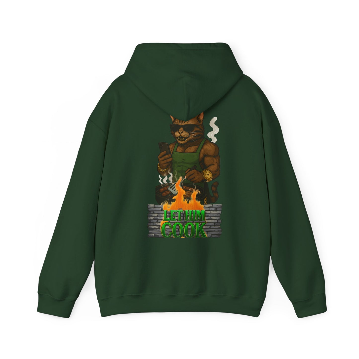 Let Him Cook Cool Cat Grillin' Sweatshirt | Unisex Hoodie for Cat Lovers, Funny Gift for Friends, Cozy Wear, Casual Outfit, Birthday and Holiday Gift