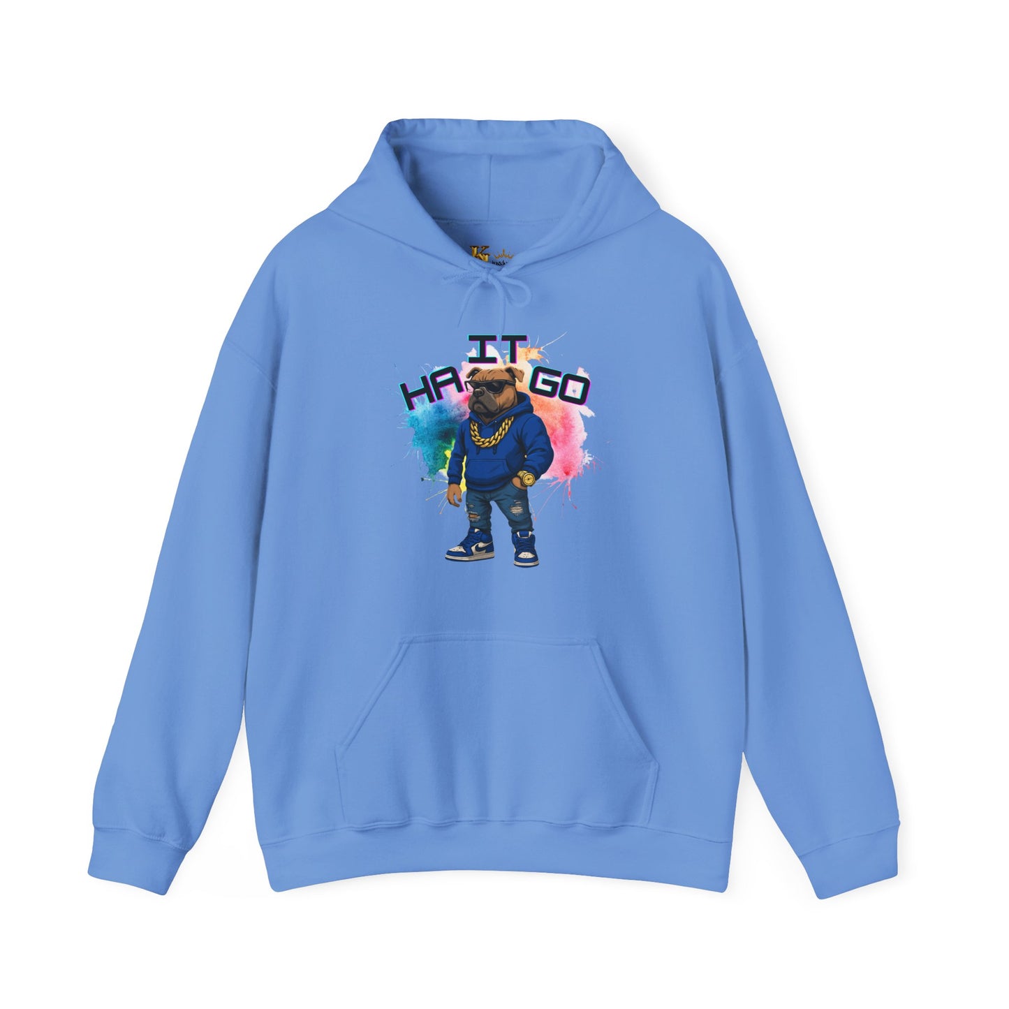 Ha It Go Cool Hipster Dog Hoodie, Streetwear Unisex Sweatshirt, Funny Pet Lover Gift, Casual Stylish Pullover, Colorful Graphic Sweatshirt