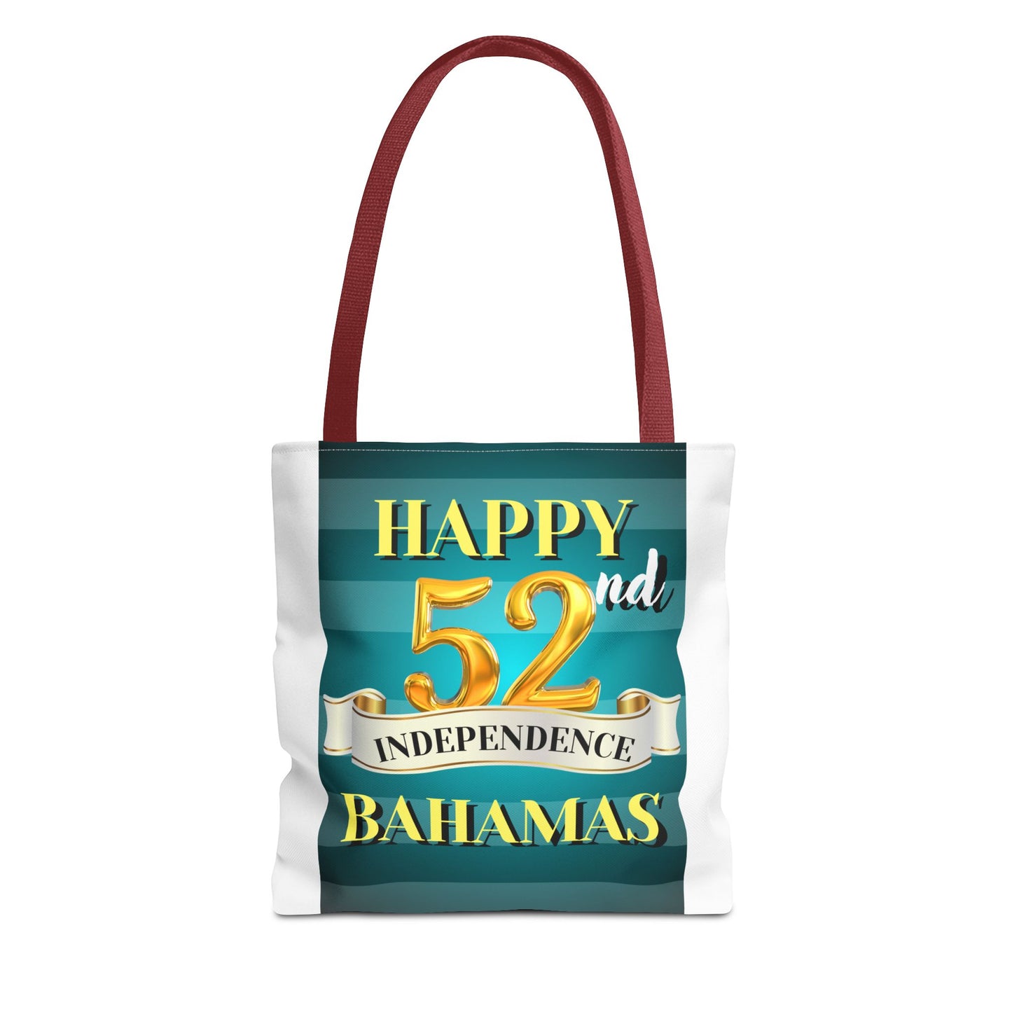 Happy 52nd Independence Blue Stripe Bahamas Tote Bag, Beach Bag, Travel Tote, Gift for Bahamian National Day, Independence Day Celebration