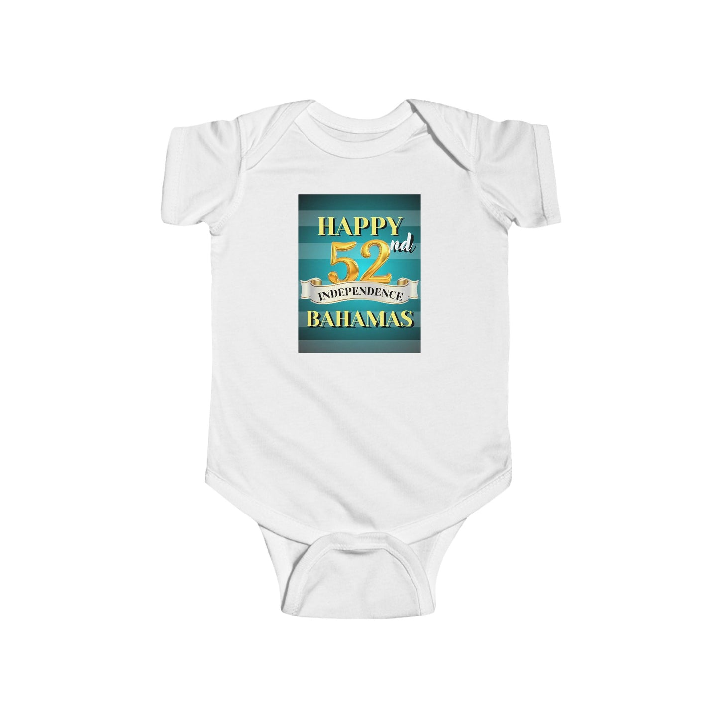 Happy 52nd Independence Blue Stripe Bahamas Infant Bodysuit, Cute Gift for Newborns, Baby Shower Present, Milestone Celebration Outfit, Bahamas Theme