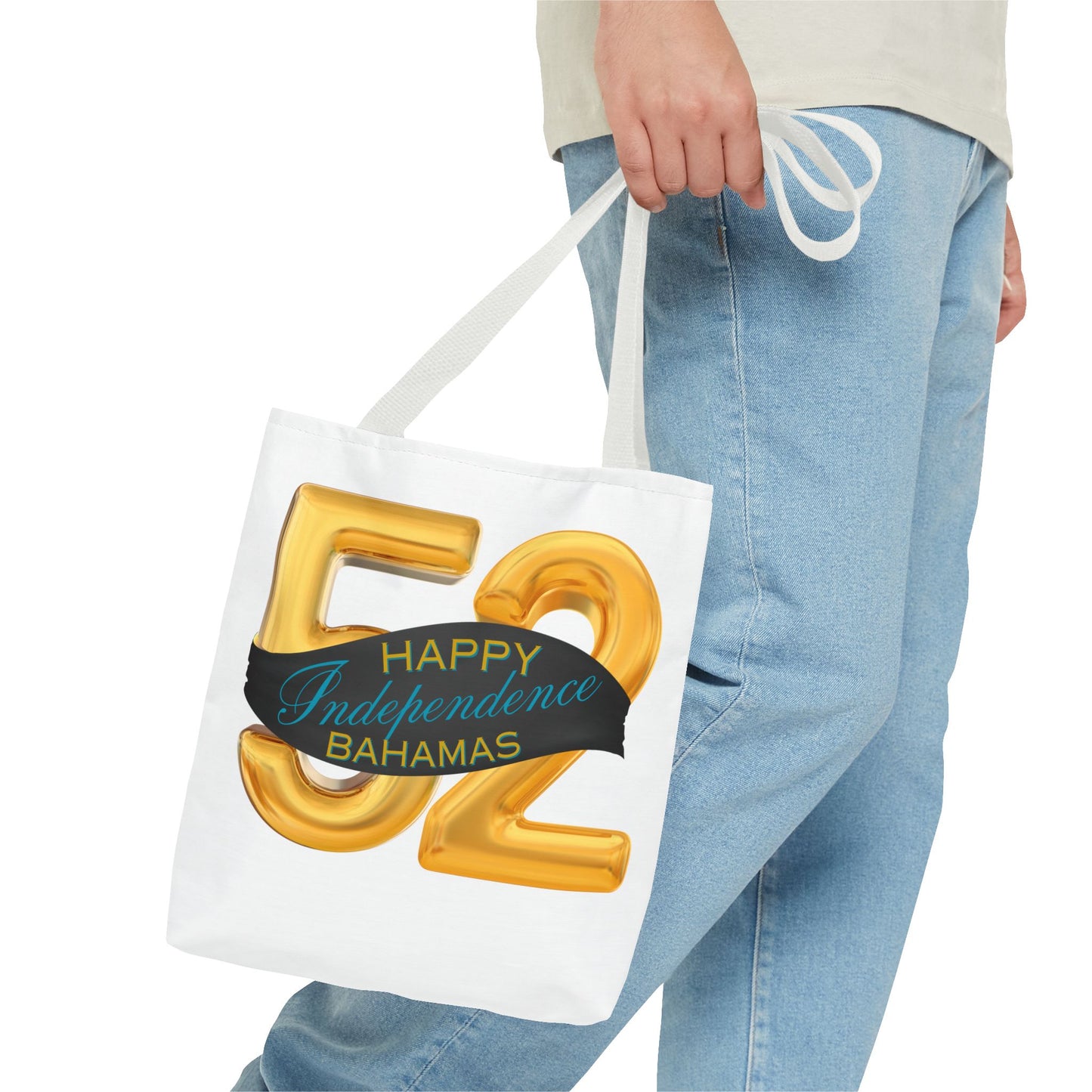 Happy Independence Day Bahamas Gold 52 Tote Bag, Celebratory Tote, Gift for Independence Day, Summer Vibes, Beach Bag, Colorful Accessories