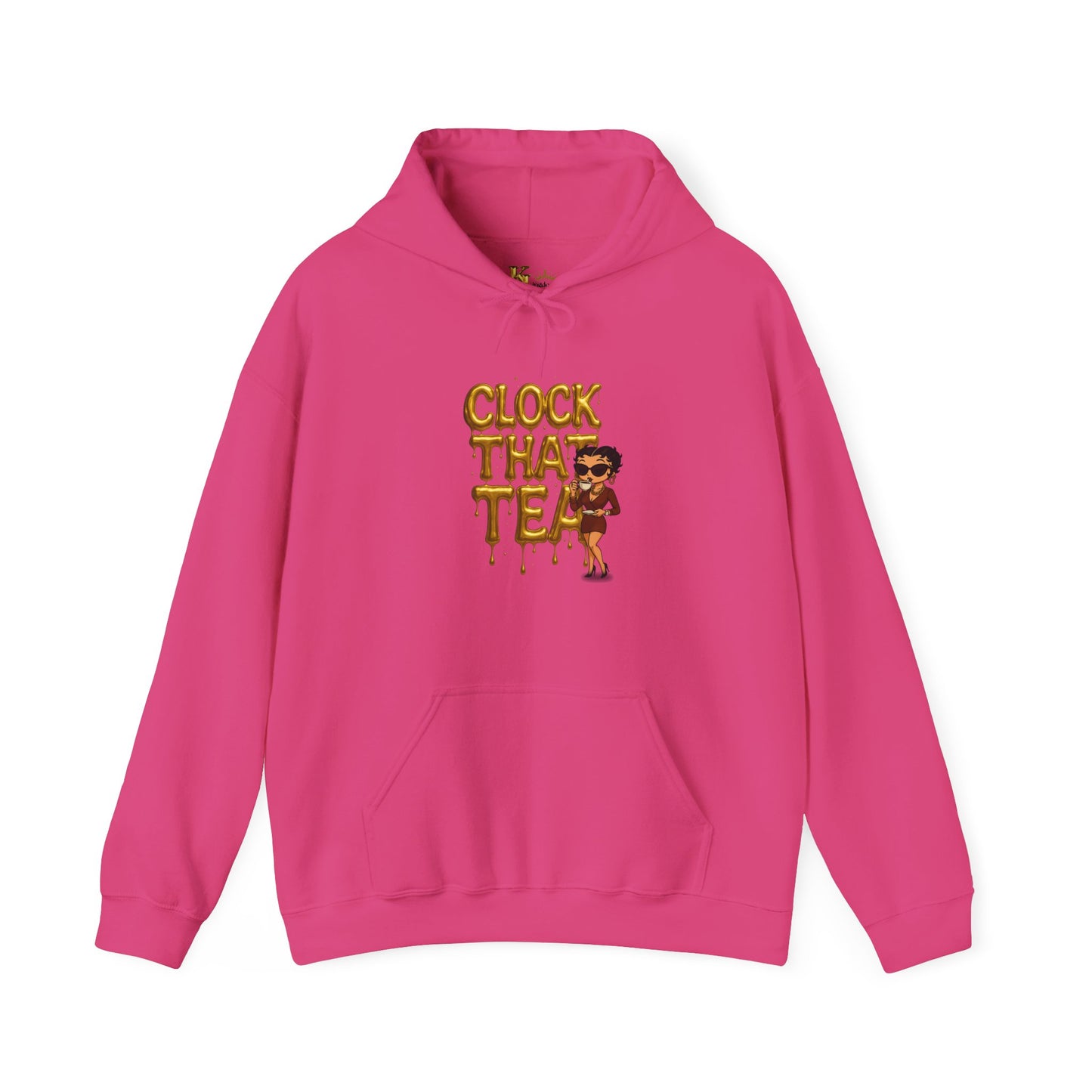 Clock That Tea Hooded Sweatshirt, Fun Unisex Hoodie, Cozy Sweatshirt Gift for Tea Lovers, Stylish Casual Wear, Perfect for Any Season