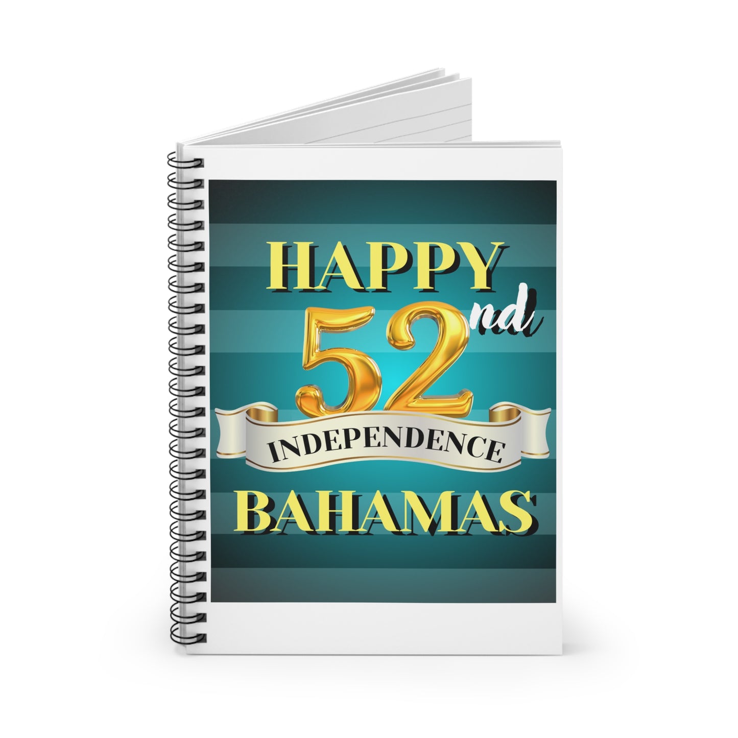 Happy 52nd Independence Blue Stripe Bahamas Celebration Notebook - Happy 52nd, Journal, Gift for Bahamians, Travel Journal, Memory Keeper