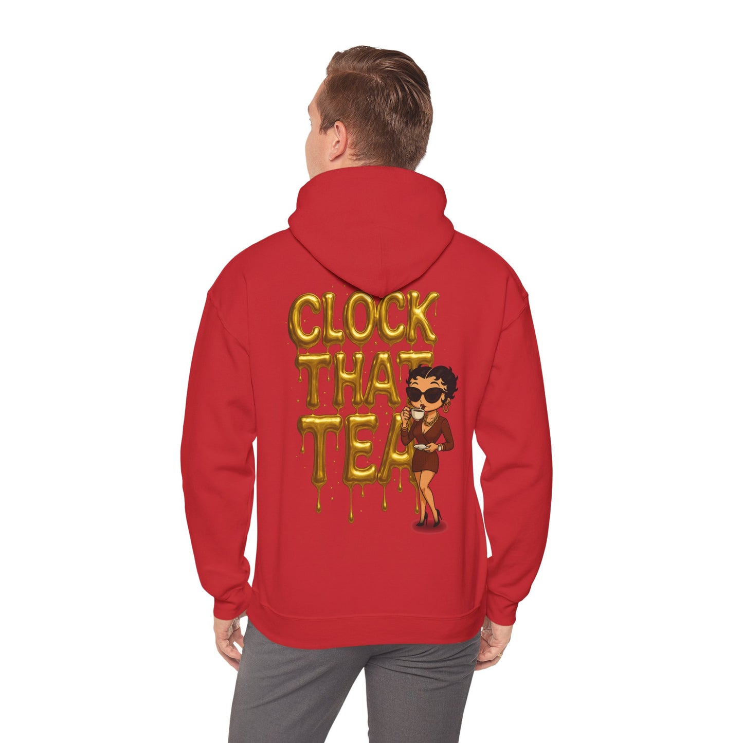 Clock That Tea Hooded Sweatshirt, Fun Unisex Hoodie, Cozy Sweatshirt Gift for Tea Lovers, Stylish Casual Wear, Perfect for Any Season