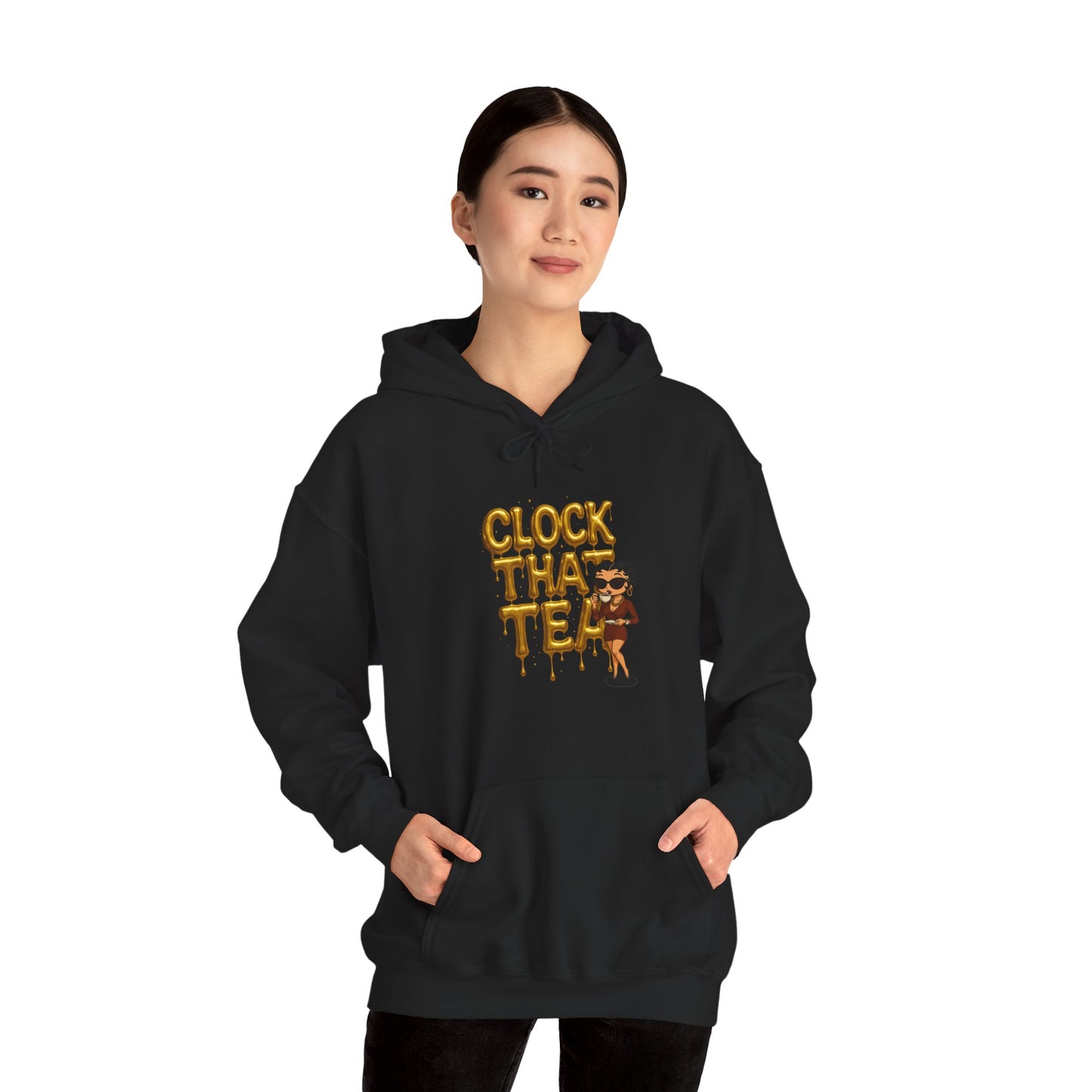 Clock That Tea Hooded Sweatshirt, Fun Unisex Hoodie, Cozy Sweatshirt Gift for Tea Lovers, Stylish Casual Wear, Perfect for Any Season