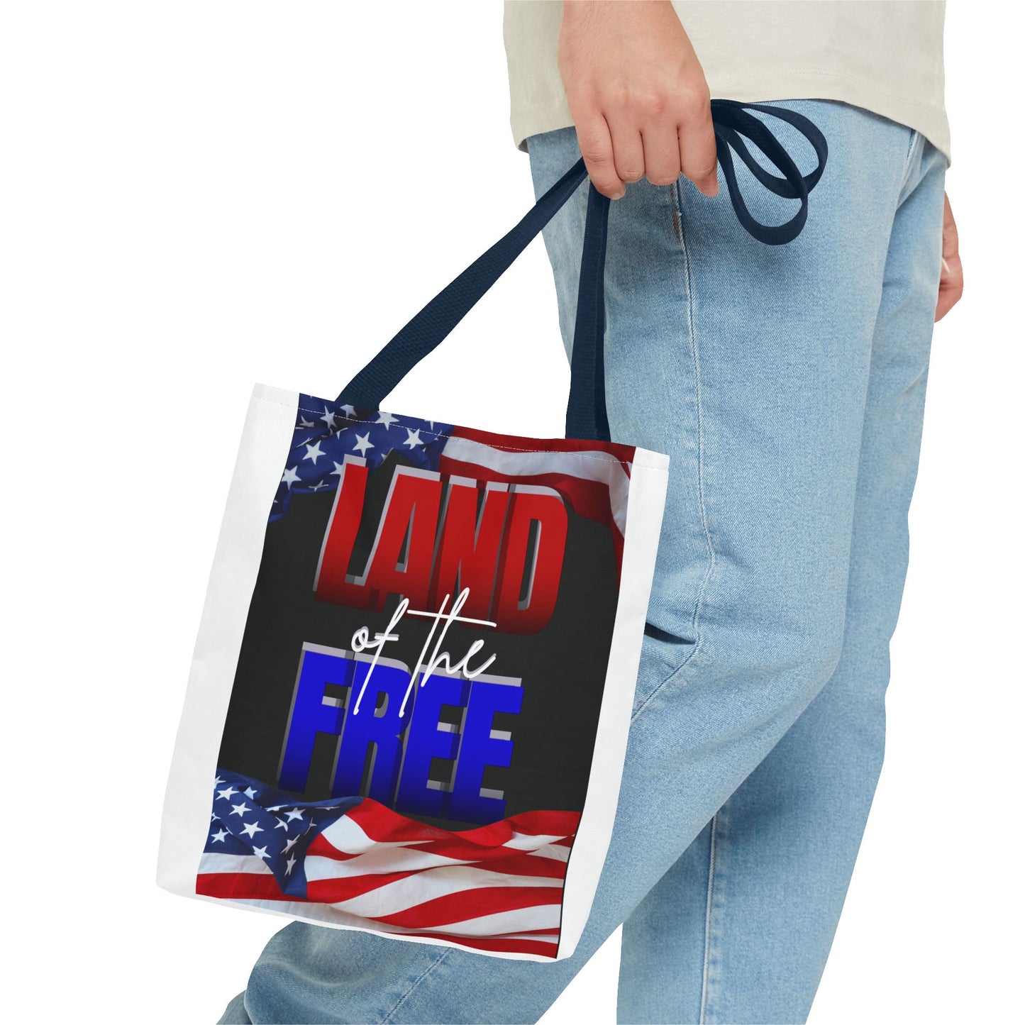 Patriotic Tote Bag - Land of the Free, Home of the Brave, USA Flag, Fourth of July, Gift for Patriots, Summer Fun
