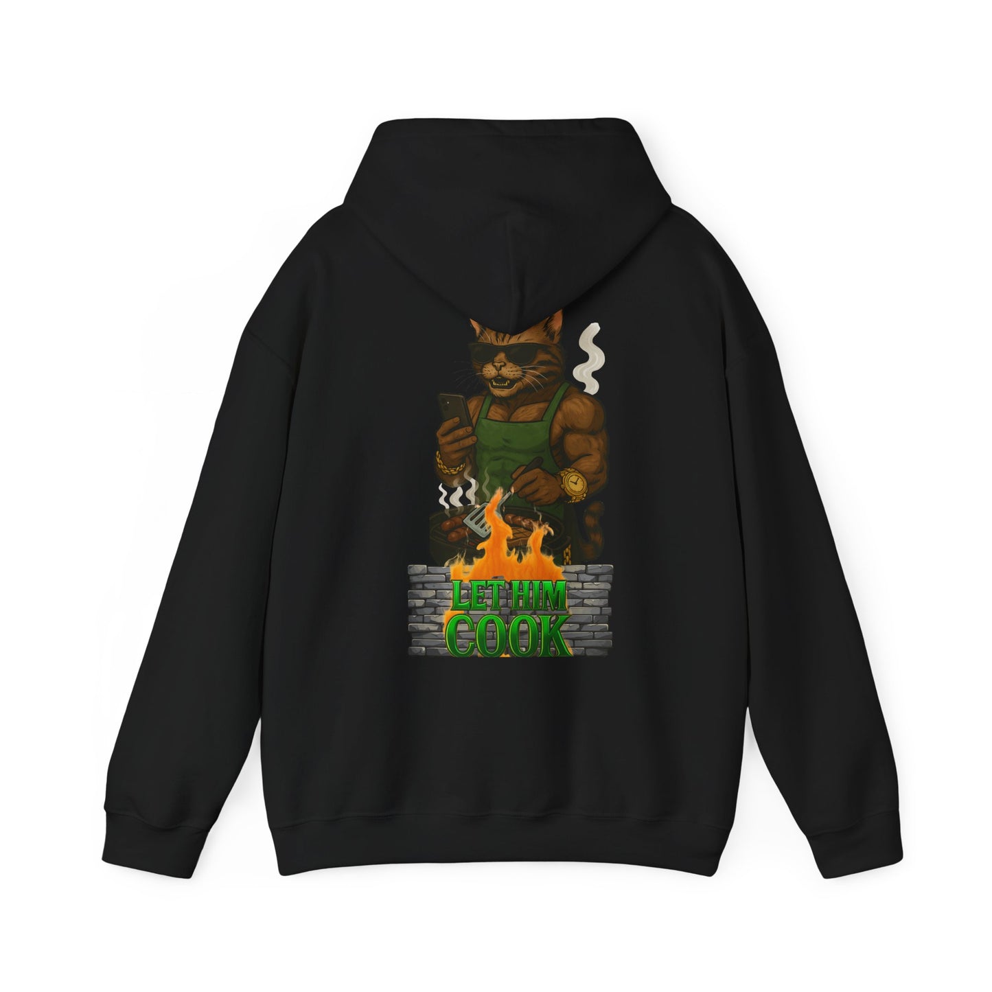 Let Him Cook Cool Cat Grillin' Sweatshirt | Unisex Hoodie for Cat Lovers, Funny Gift for Friends, Cozy Wear, Casual Outfit, Birthday and Holiday Gift