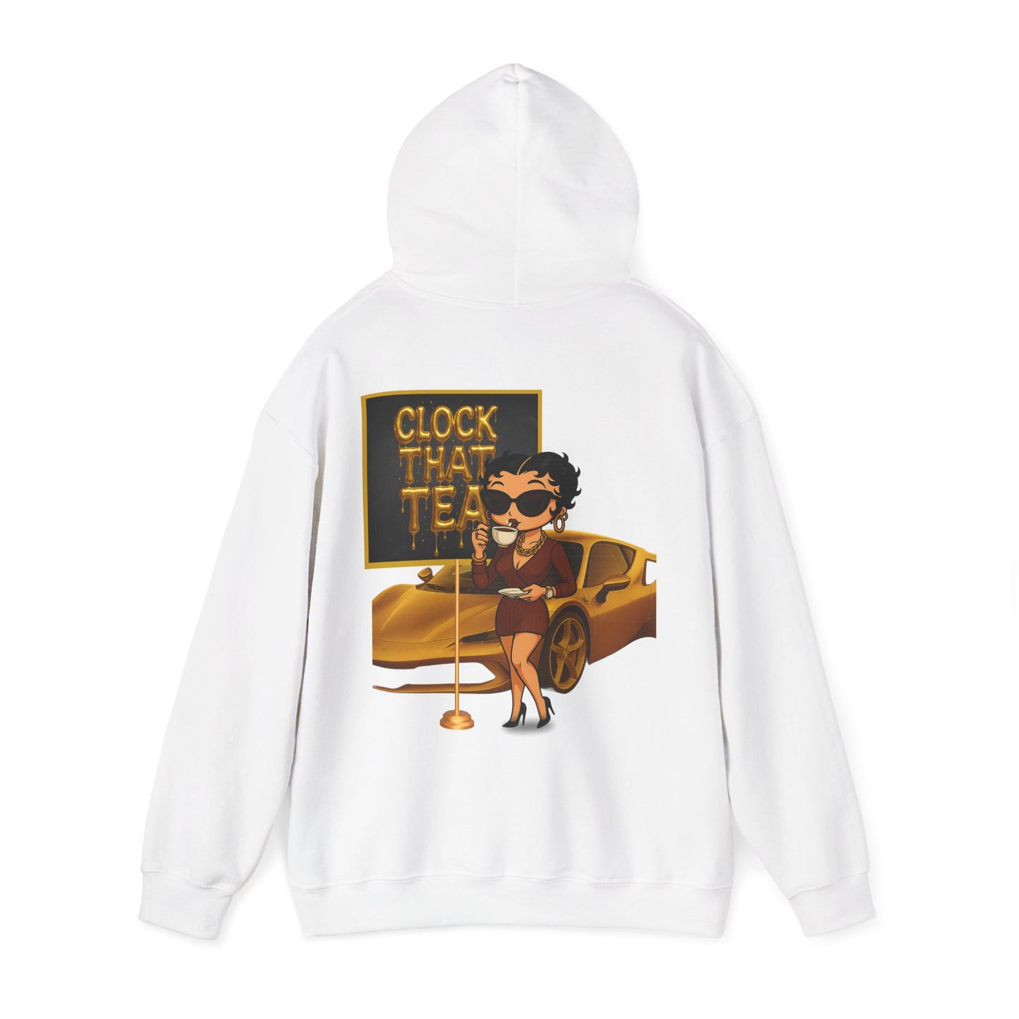 Clock That Tea Chic Hooded Sweatshirt for Tea Lovers, Trendy Unisex Pullover, Casual Streetwear, Gift for Friends, Perfect for Cozy Days