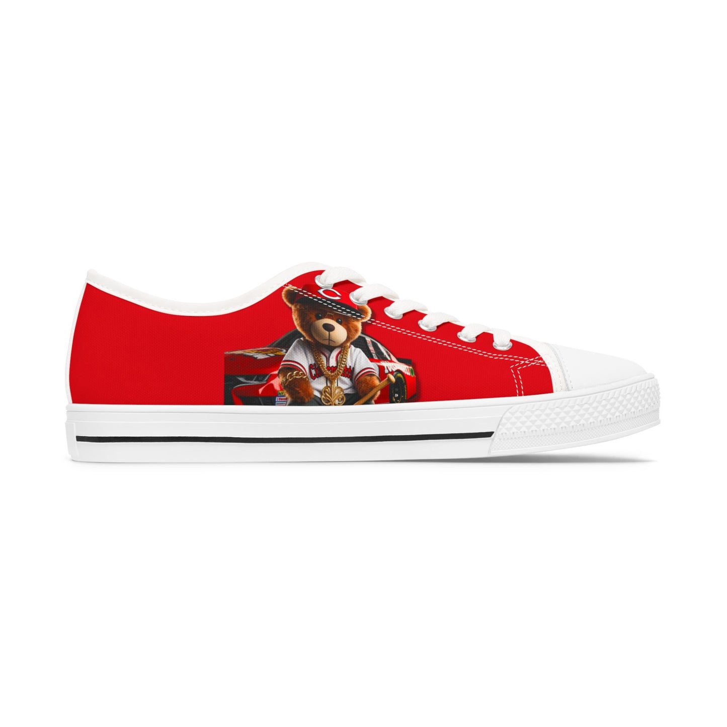 Cincinnati Reds Baseball, Stylish Women's Low Top Sneakers, Trendy Casual Footwear, Unique Red Design, Perfect for Everyday Wear, Great for Gifting