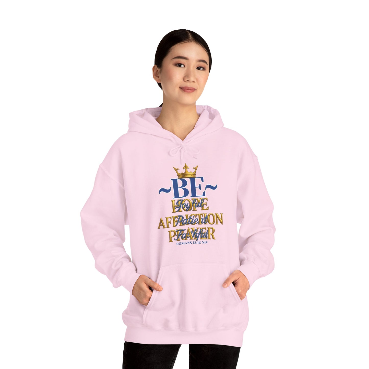 Romans 12:12 Inspirational Hoodie, Unisex Heavy Blend Hoodie, Love Prayer Sweatshirt, Cozy Gift for Friends, Affirmation Apparel