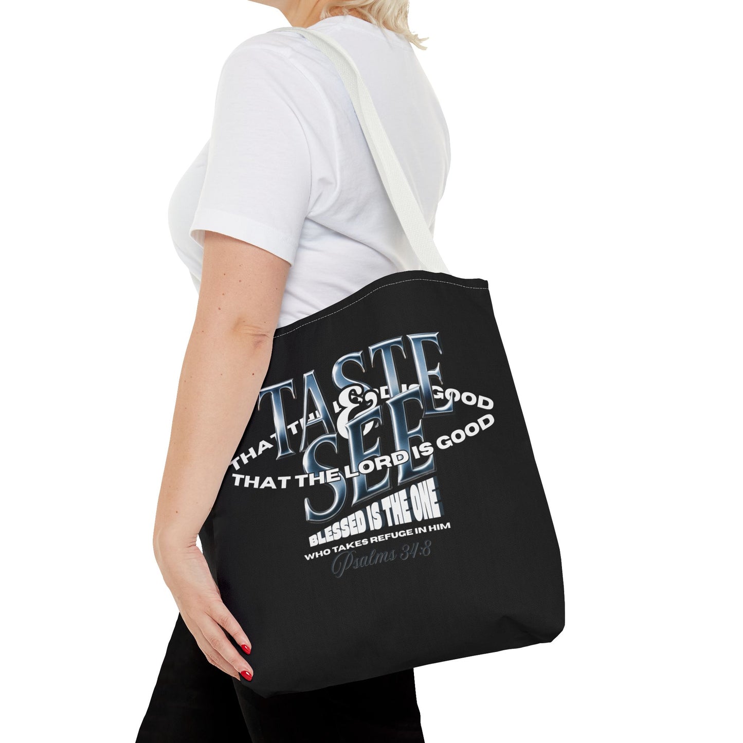 Taste and See Inspirational Tote Bag - Faith & Spirituality, Christian Gift, Bible Verse, Religious Accessories, Everyday Use, Stylish Carryall