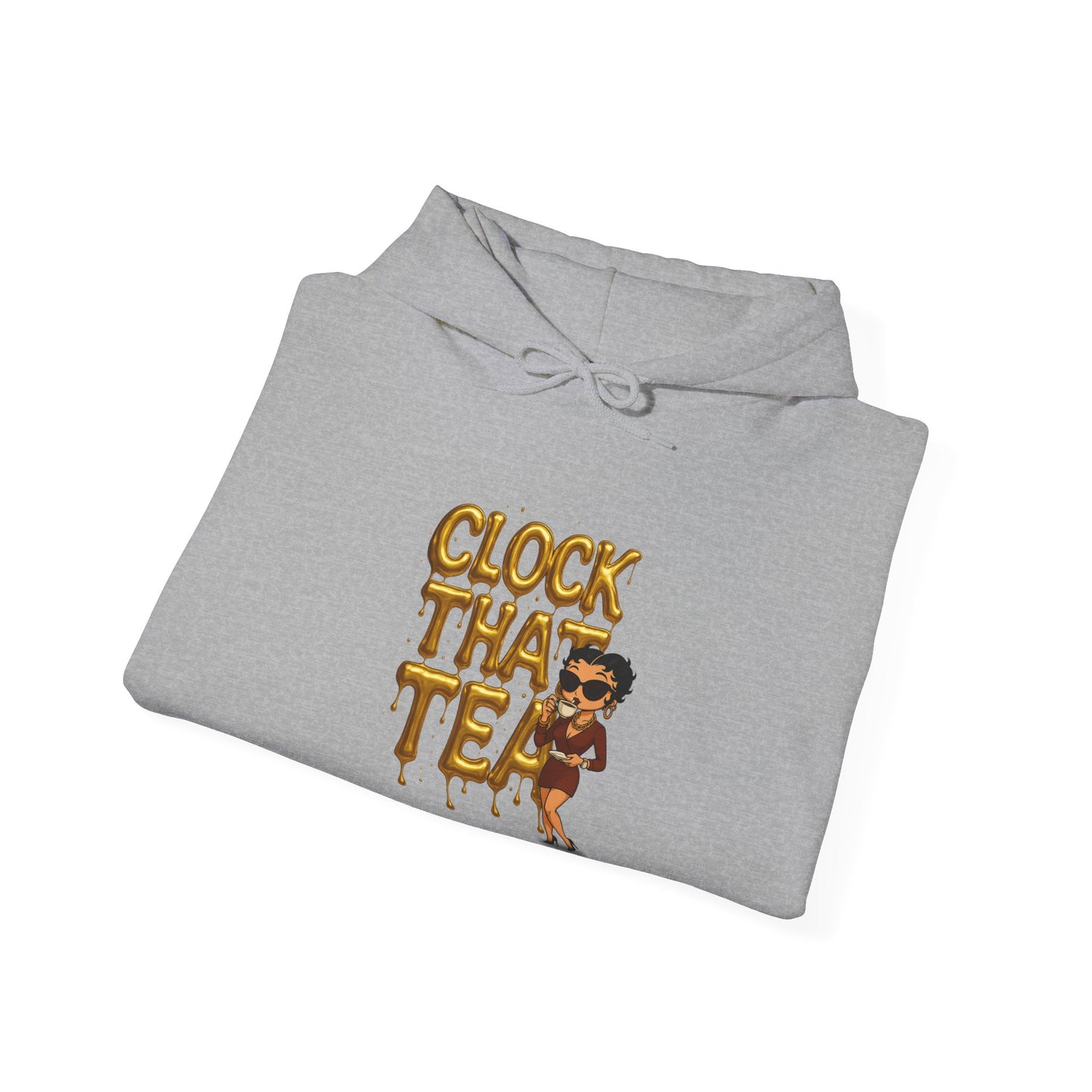 Clock That Tea Hooded Sweatshirt, Fun Unisex Hoodie, Cozy Sweatshirt Gift for Tea Lovers, Stylish Casual Wear, Perfect for Any Season