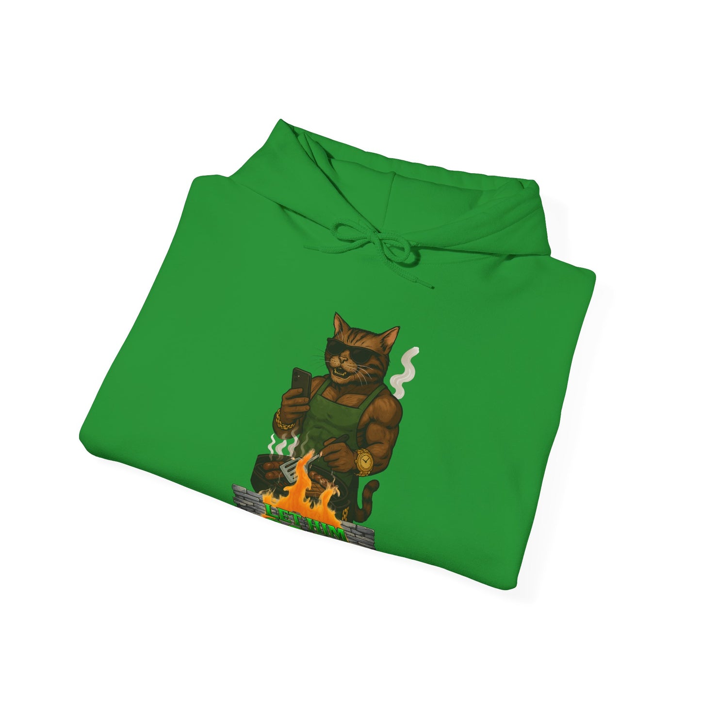 Let Him Cook Cool Cat Grillin' Sweatshirt | Unisex Hoodie for Cat Lovers, Funny Gift for Friends, Cozy Wear, Casual Outfit, Birthday and Holiday Gift