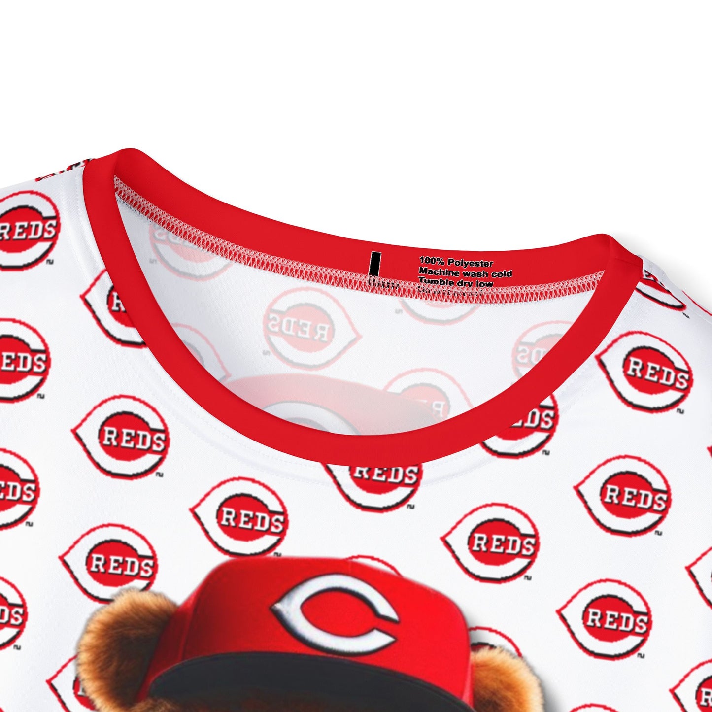 Cincinatti Reds Baseball, Bristol Motor Speedway, White Men's Sports Jersey with Bear Mascot, Cute Baseball Shirt, Sporty Casual Wear, Gifts for Sports Fans, MLB Team Apparel, Fun Birthday Present