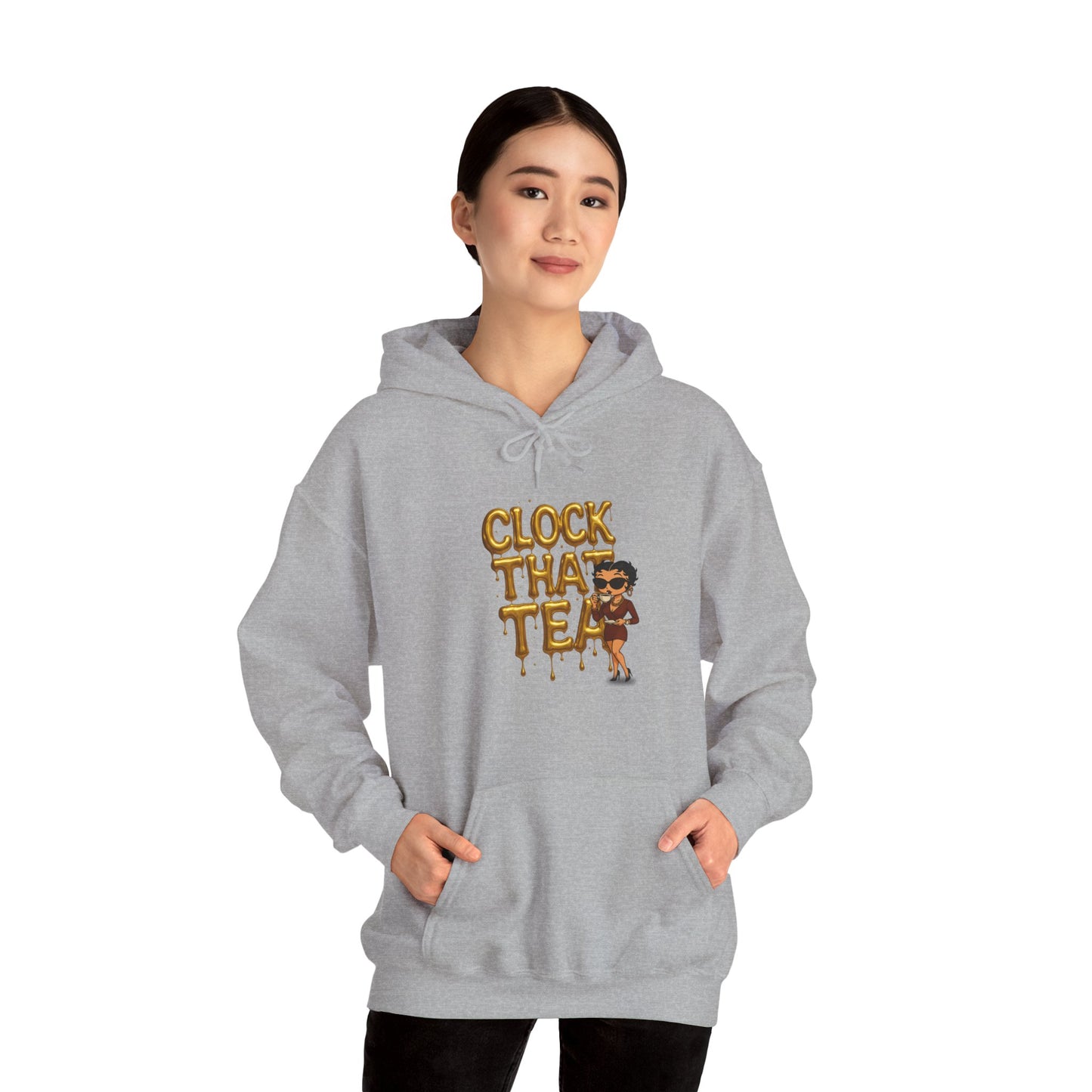 Clock That Tea Hooded Sweatshirt, Fun Unisex Hoodie, Cozy Sweatshirt Gift for Tea Lovers, Stylish Casual Wear, Perfect for Any Season