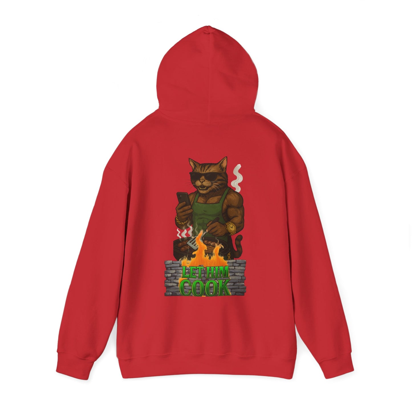 Let Him Cook Cool Cat Grillin' Sweatshirt | Unisex Hoodie for Cat Lovers, Funny Gift for Friends, Cozy Wear, Casual Outfit, Birthday and Holiday Gift