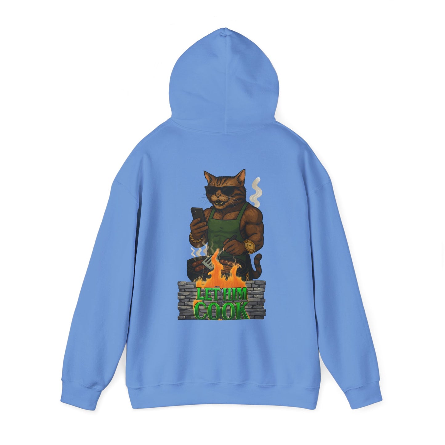 Let Him Cook Cool Cat Grillin' Sweatshirt | Unisex Hoodie for Cat Lovers, Funny Gift for Friends, Cozy Wear, Casual Outfit, Birthday and Holiday Gift