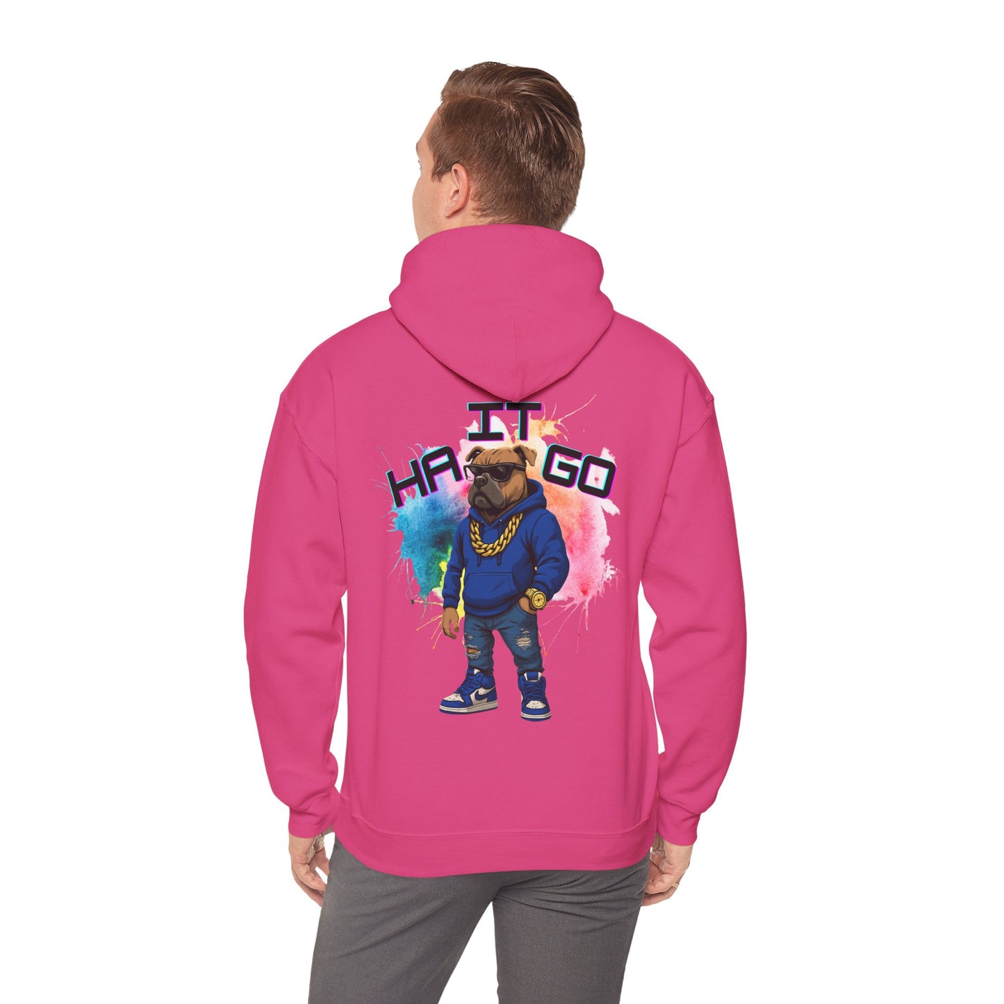 Ha It Go Cool Hipster Dog Hoodie, Streetwear Unisex Sweatshirt, Funny Pet Lover Gift, Casual Stylish Pullover, Colorful Graphic Sweatshirt