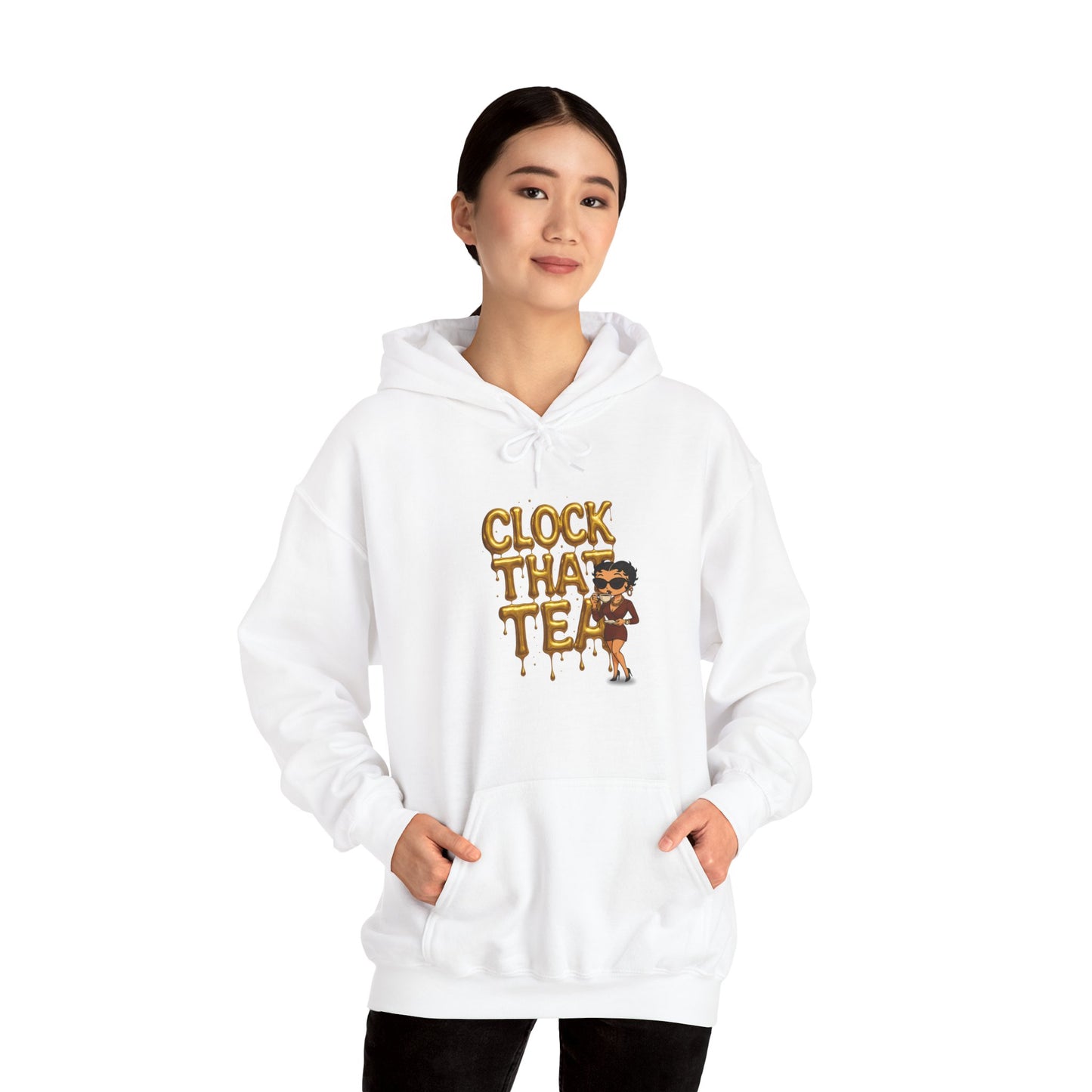 Clock That Tea Hooded Sweatshirt, Fun Unisex Hoodie, Cozy Sweatshirt Gift for Tea Lovers, Stylish Casual Wear, Perfect for Any Season