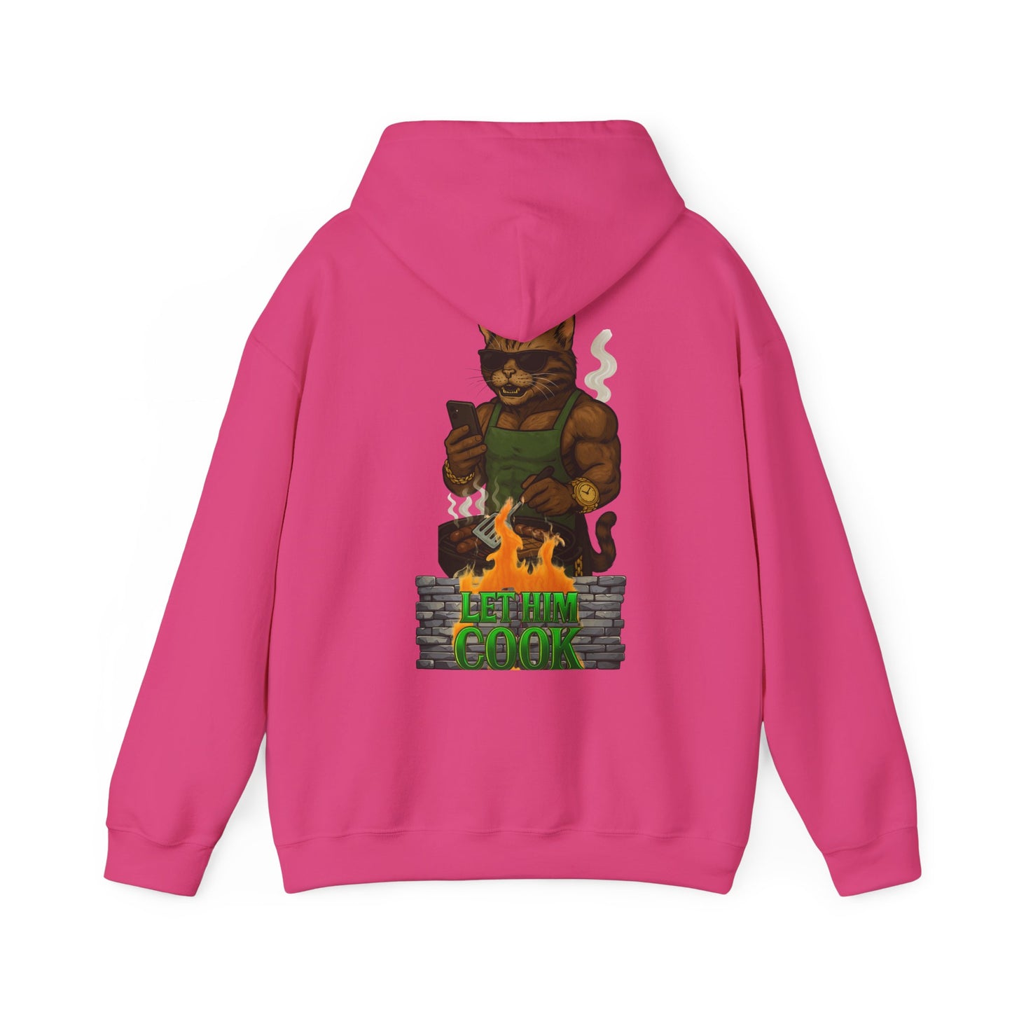 Let Him Cook Cool Cat Grillin' Sweatshirt | Unisex Hoodie for Cat Lovers, Funny Gift for Friends, Cozy Wear, Casual Outfit, Birthday and Holiday Gift