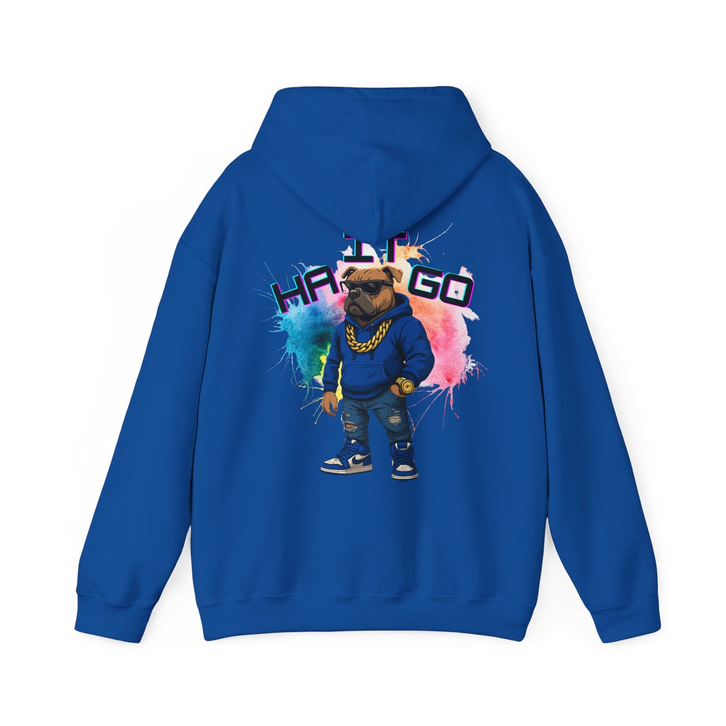 Ha It Go Cool Hipster Dog Hoodie, Streetwear Unisex Sweatshirt, Funny Pet Lover Gift, Casual Stylish Pullover, Colorful Graphic Sweatshirt