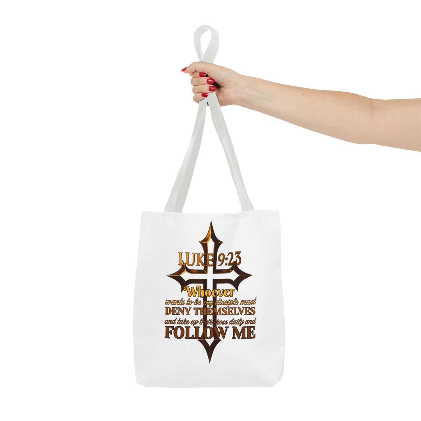 Luke 9:23 Inspirational Cross Tote Bag, Christian Faith Bag, Scripture Motivational Tote, Gift for Believers, Luke 9:23 Bag, Everyday Carry