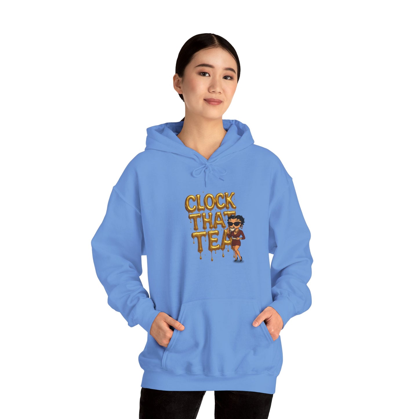 Clock That Tea Hooded Sweatshirt, Fun Unisex Hoodie, Cozy Sweatshirt Gift for Tea Lovers, Stylish Casual Wear, Perfect for Any Season