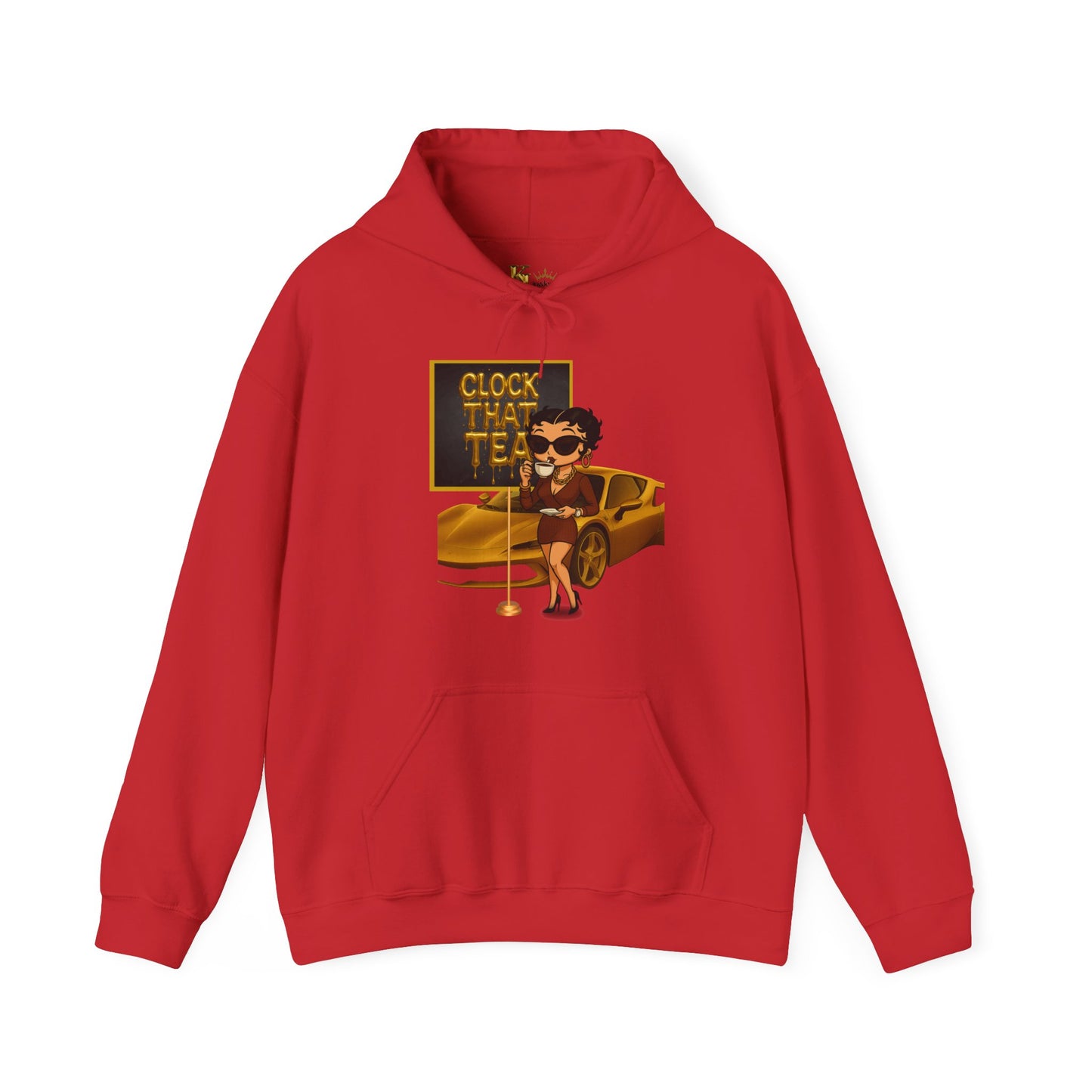 Clock That Tea Chic Hooded Sweatshirt for Tea Lovers, Trendy Unisex Pullover, Casual Streetwear, Gift for Friends, Perfect for Cozy Days