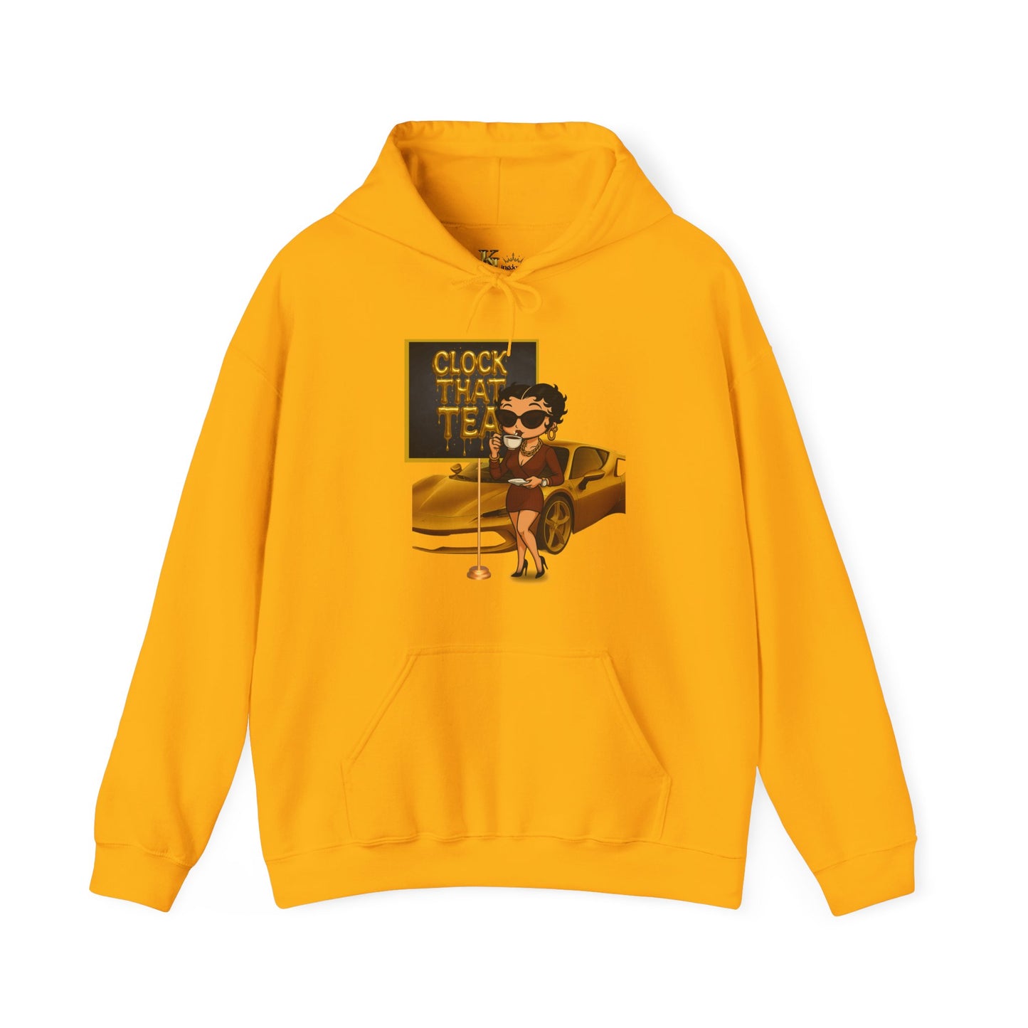Clock That Tea Chic Hooded Sweatshirt for Tea Lovers, Trendy Unisex Pullover, Casual Streetwear, Gift for Friends, Perfect for Cozy Days