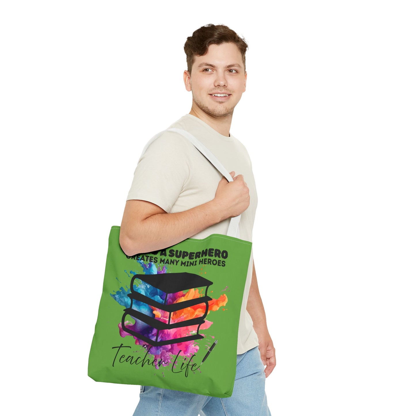 Superhero Teacher Life Tote Bag, Teacher Gift, Eco-Friendly Bag, Back to School Accessory, Inspirational Tote