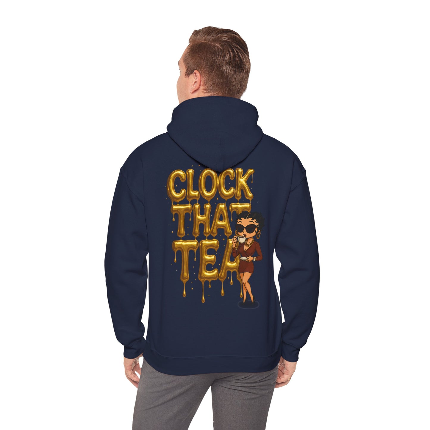 Clock That Tea Hooded Sweatshirt, Fun Unisex Hoodie, Cozy Sweatshirt Gift for Tea Lovers, Stylish Casual Wear, Perfect for Any Season