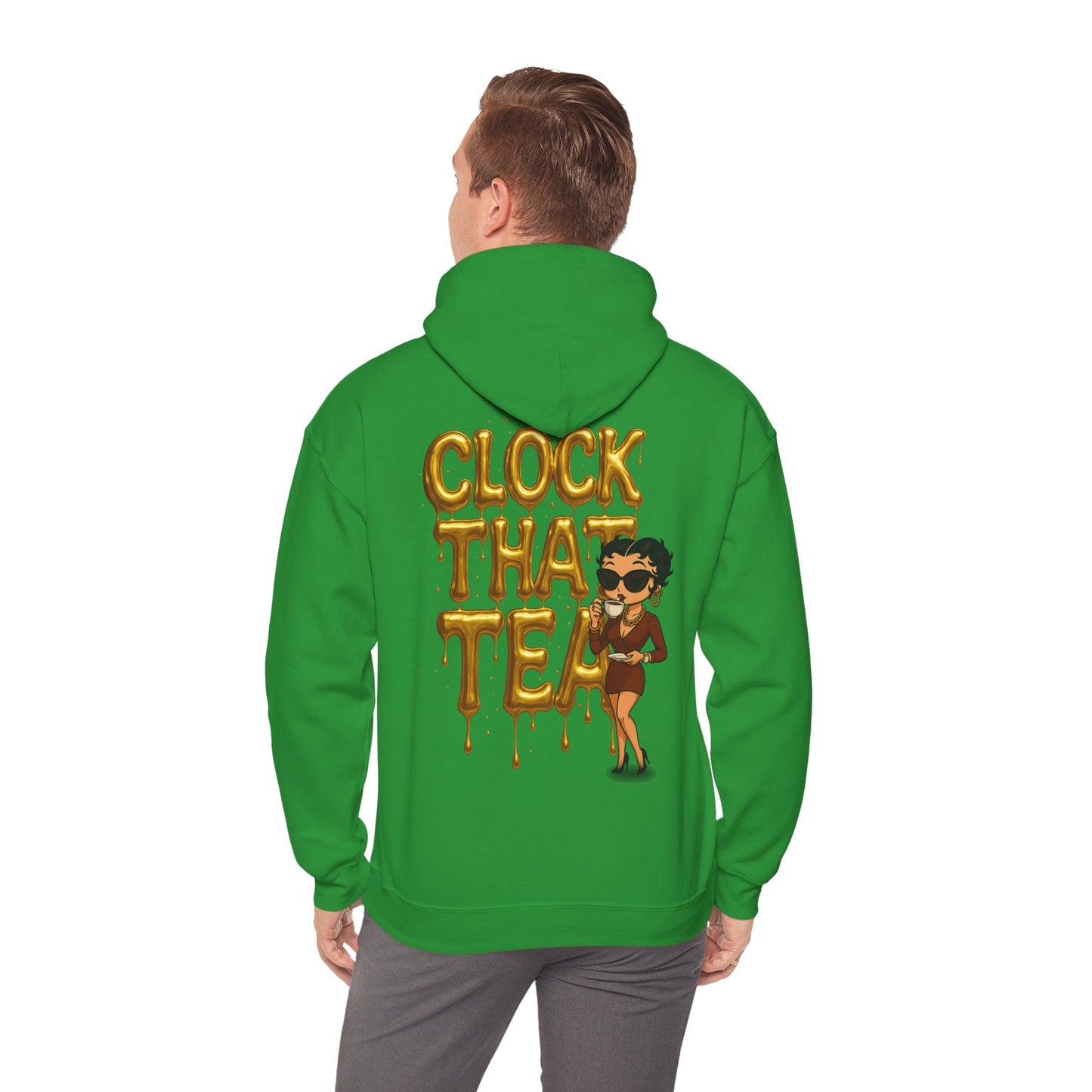 Clock That Tea Hooded Sweatshirt, Fun Unisex Hoodie, Cozy Sweatshirt Gift for Tea Lovers, Stylish Casual Wear, Perfect for Any Season
