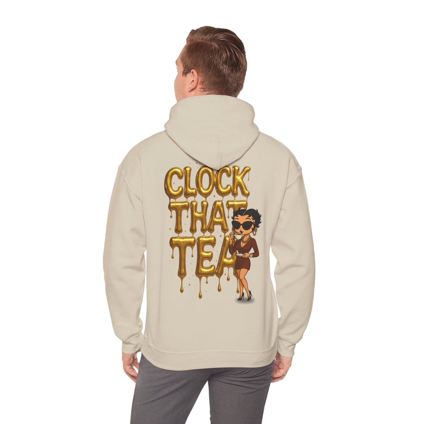 Clock That Tea Hooded Sweatshirt, Fun Unisex Hoodie, Cozy Sweatshirt Gift for Tea Lovers, Stylish Casual Wear, Perfect for Any Season